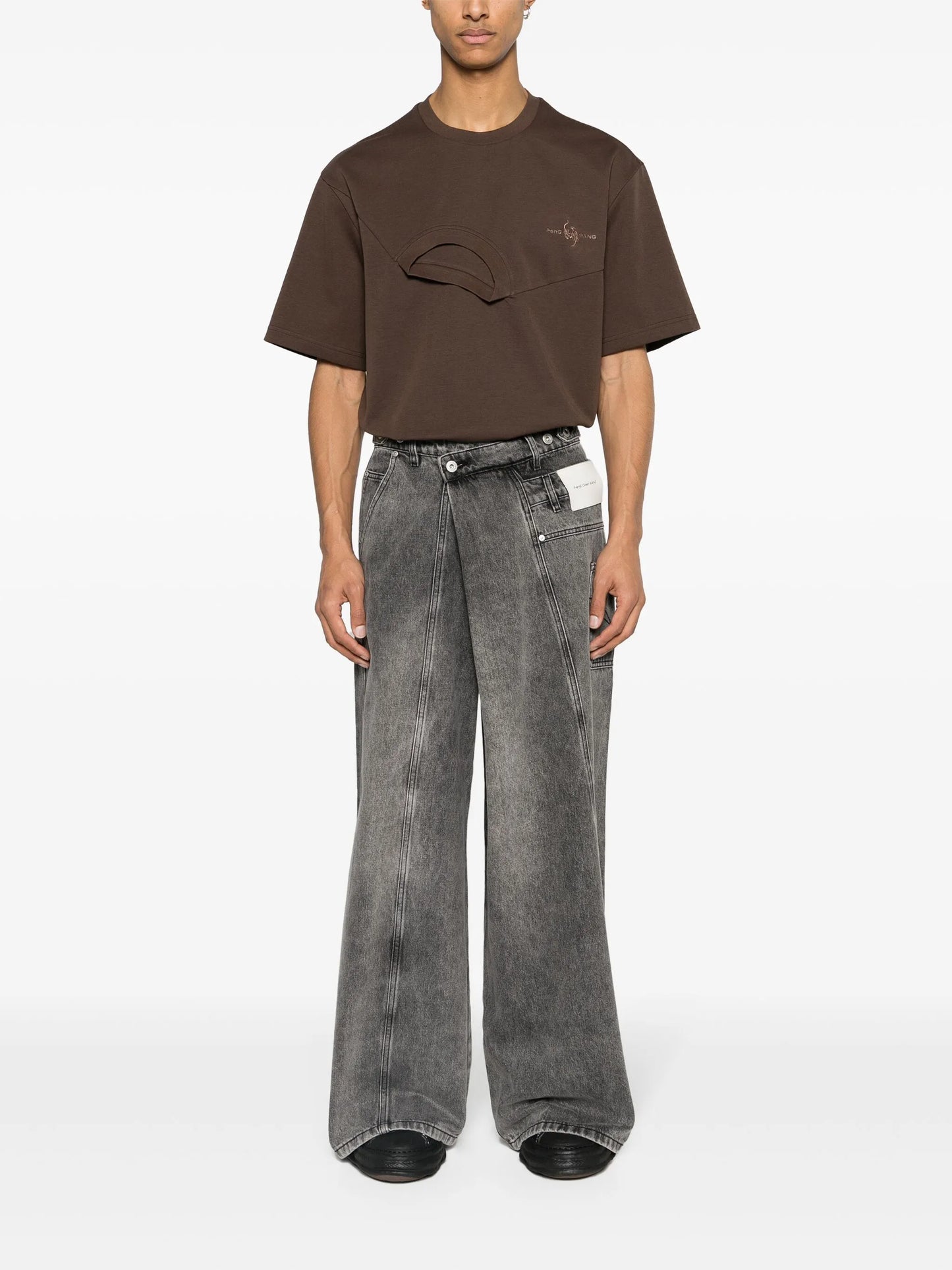 asymmetric panelled wide-leg jeans