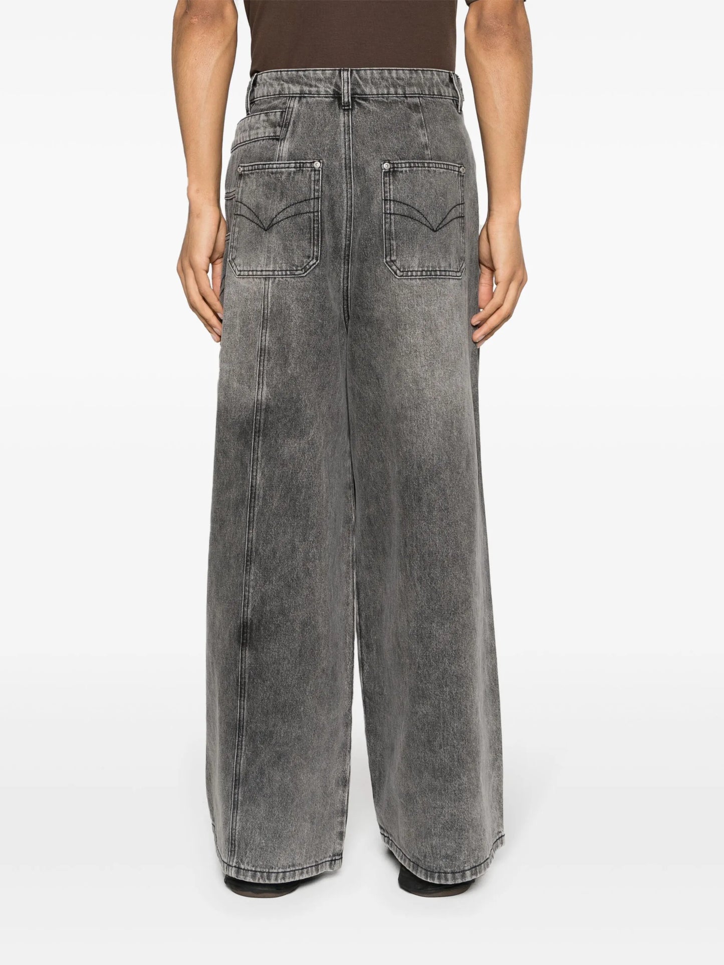 asymmetric panelled wide-leg jeans