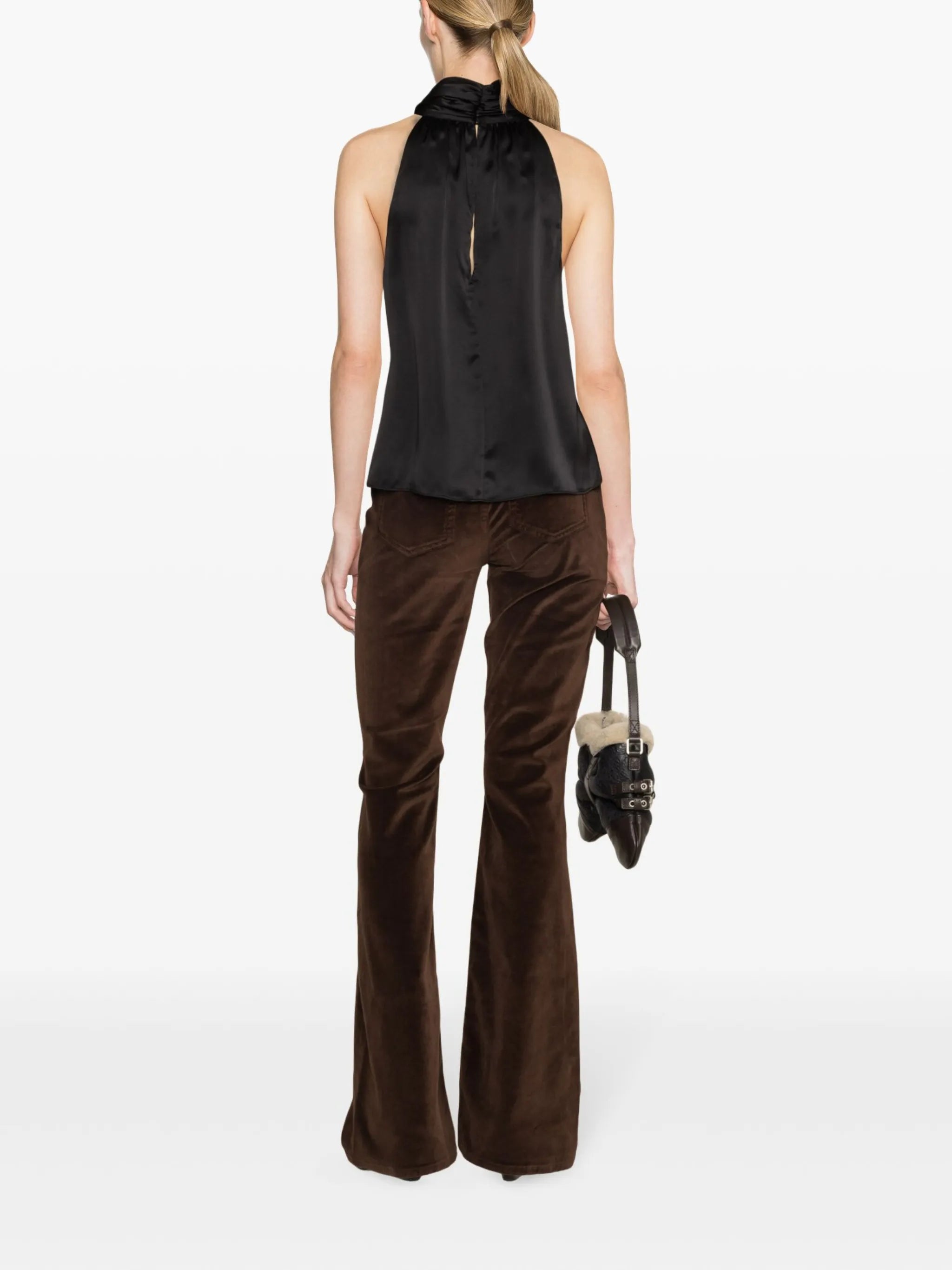 mock-neck silk tank top