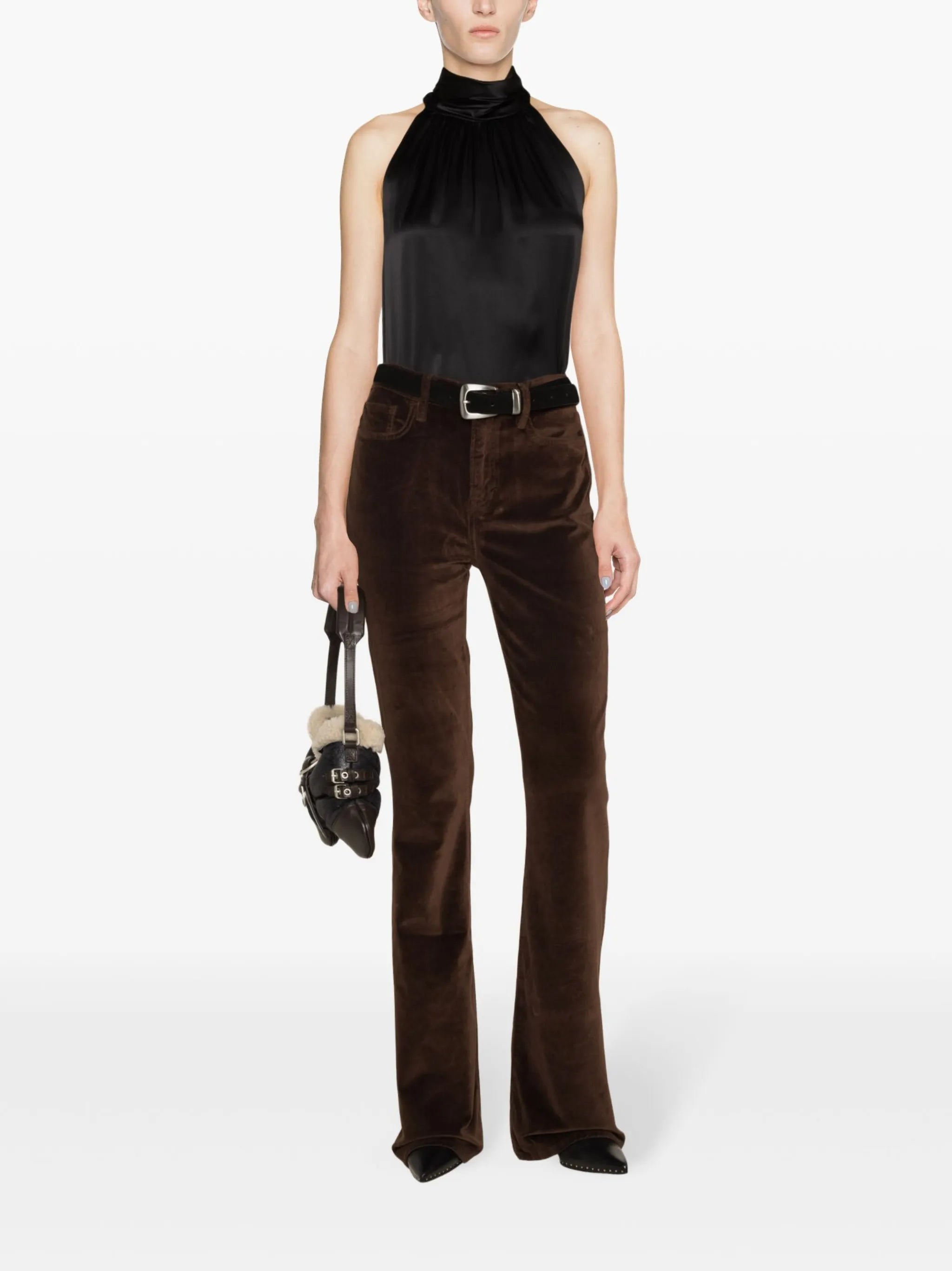 mock-neck silk tank top