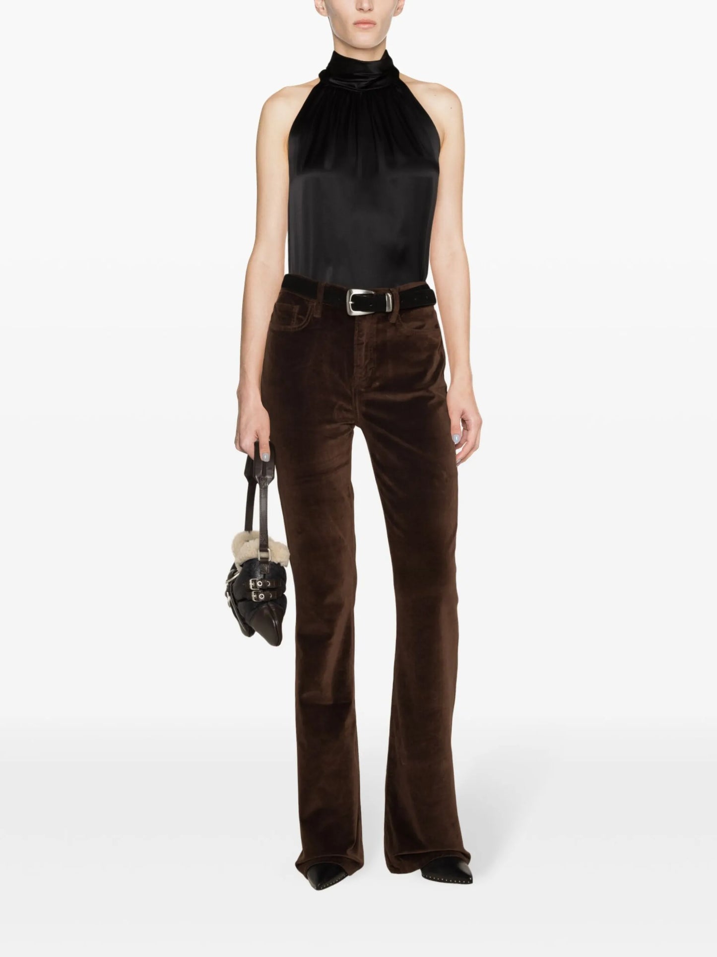 mock-neck silk tank top