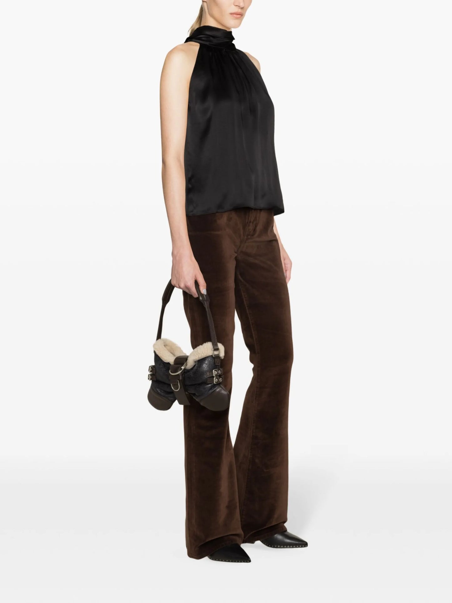 mock-neck silk tank top