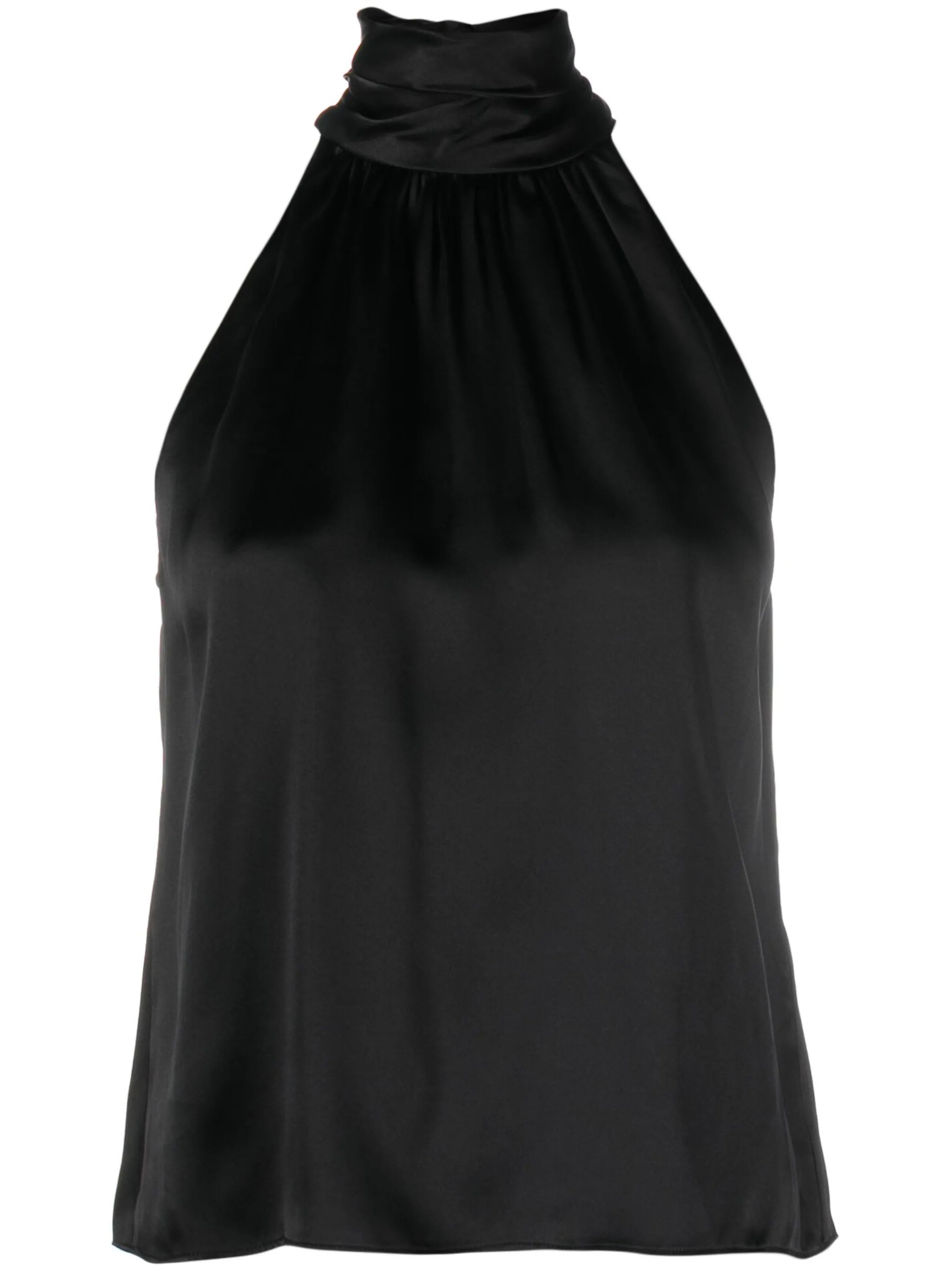 mock-neck silk tank top