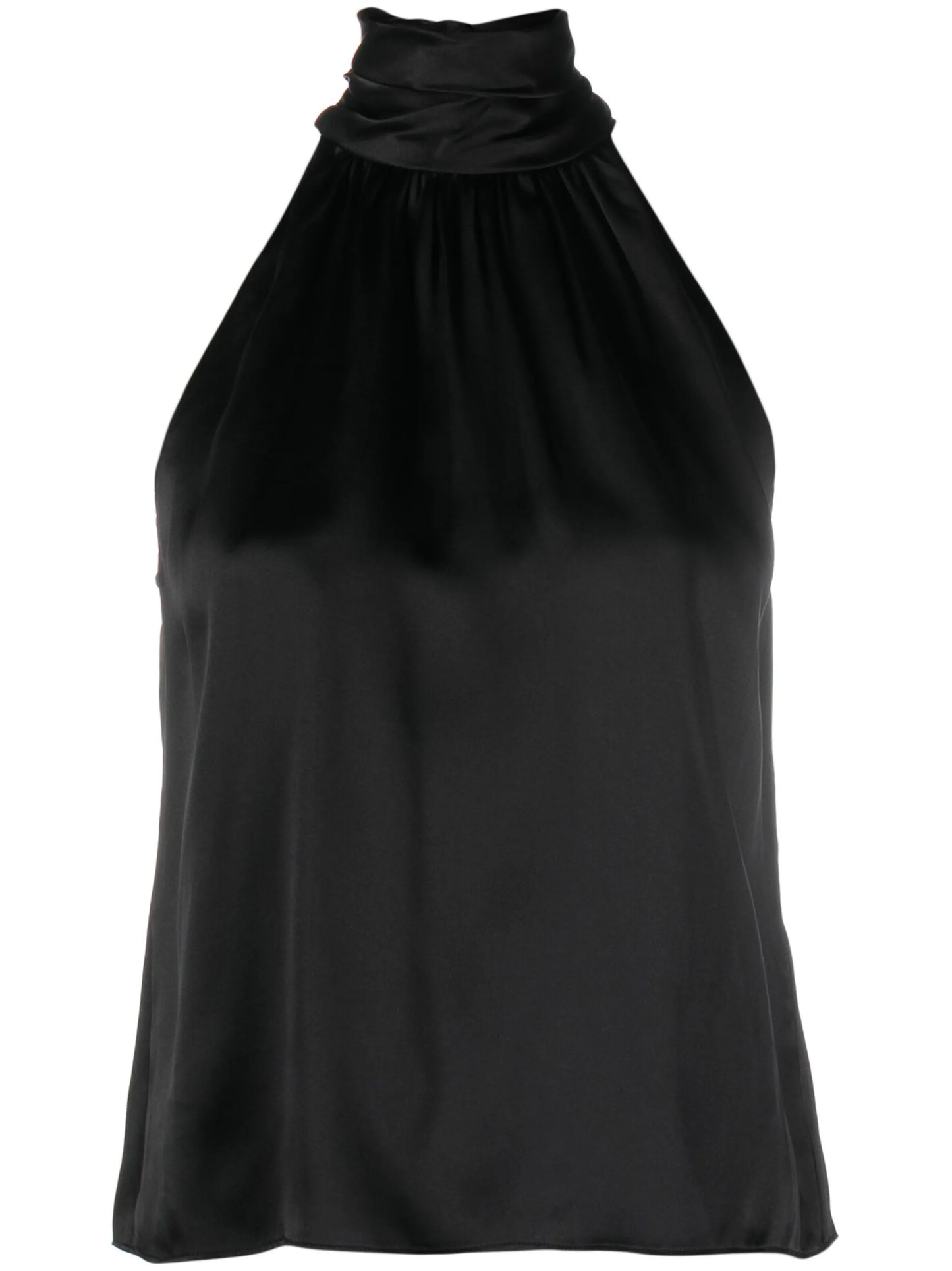 mock-neck silk tank top