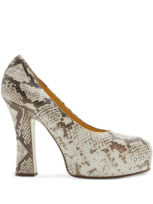 Arch 130mm python-print leather pumps