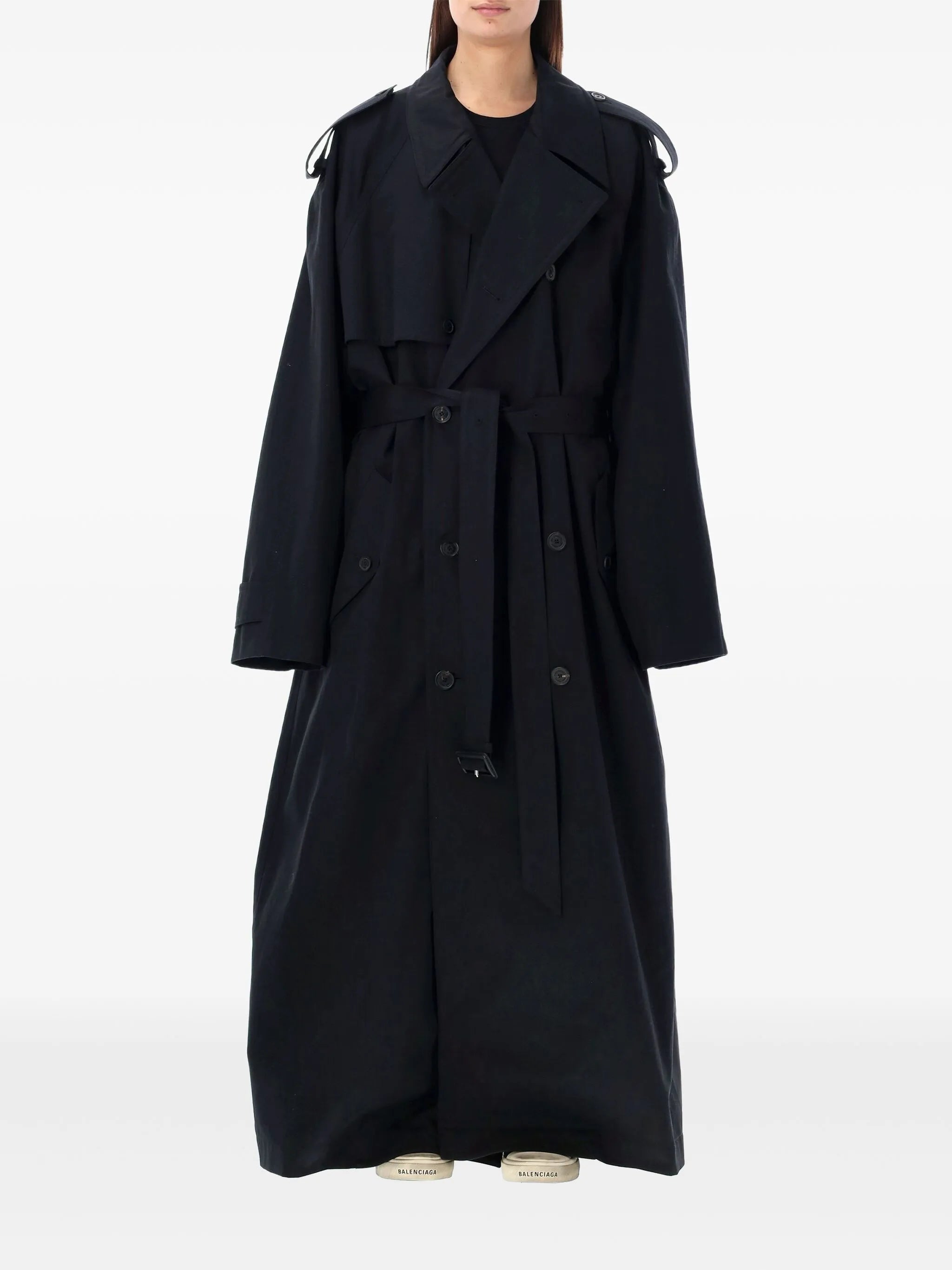 long-length cotton trench coat