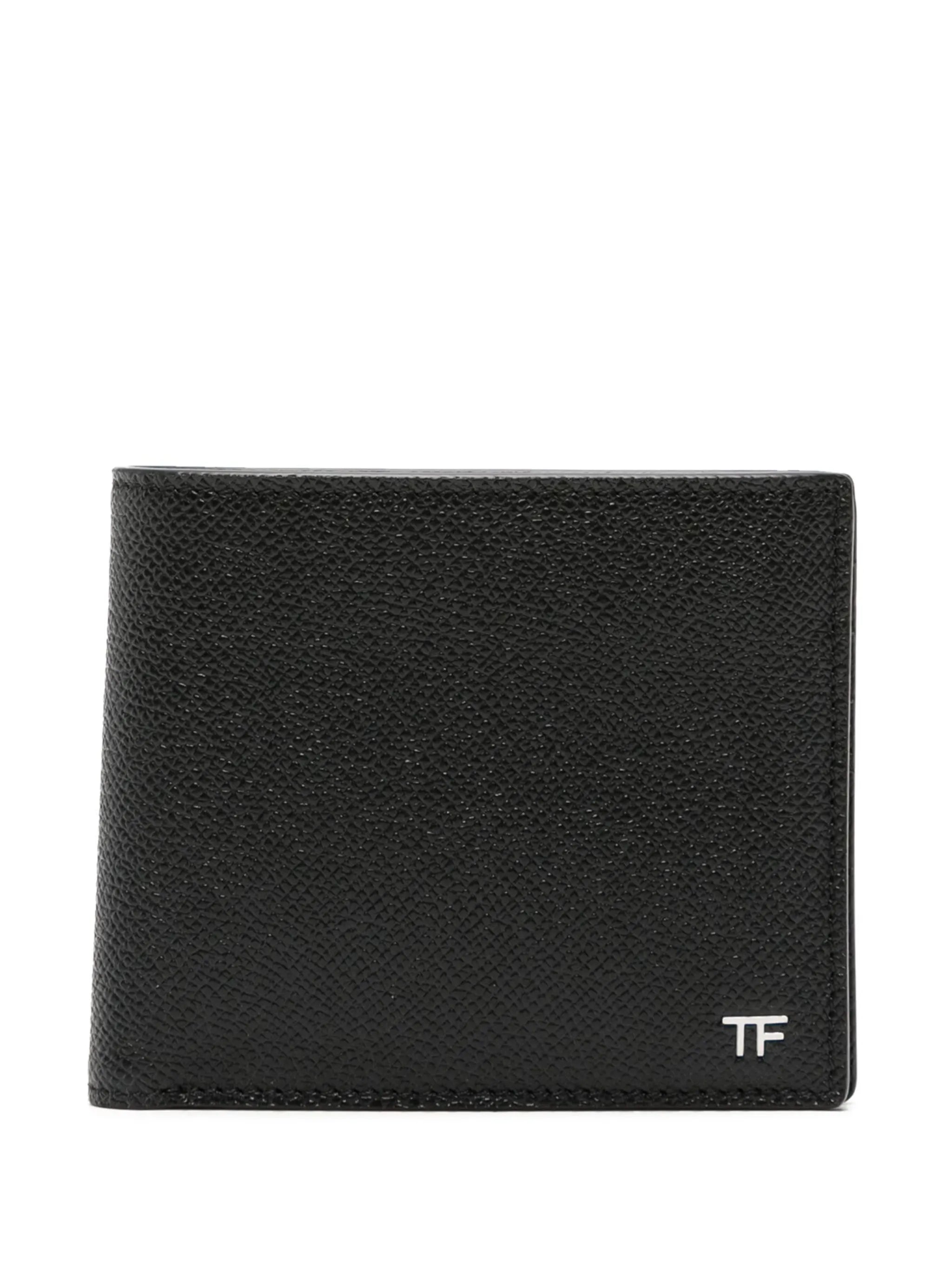 logo-plaque grained leather wallet