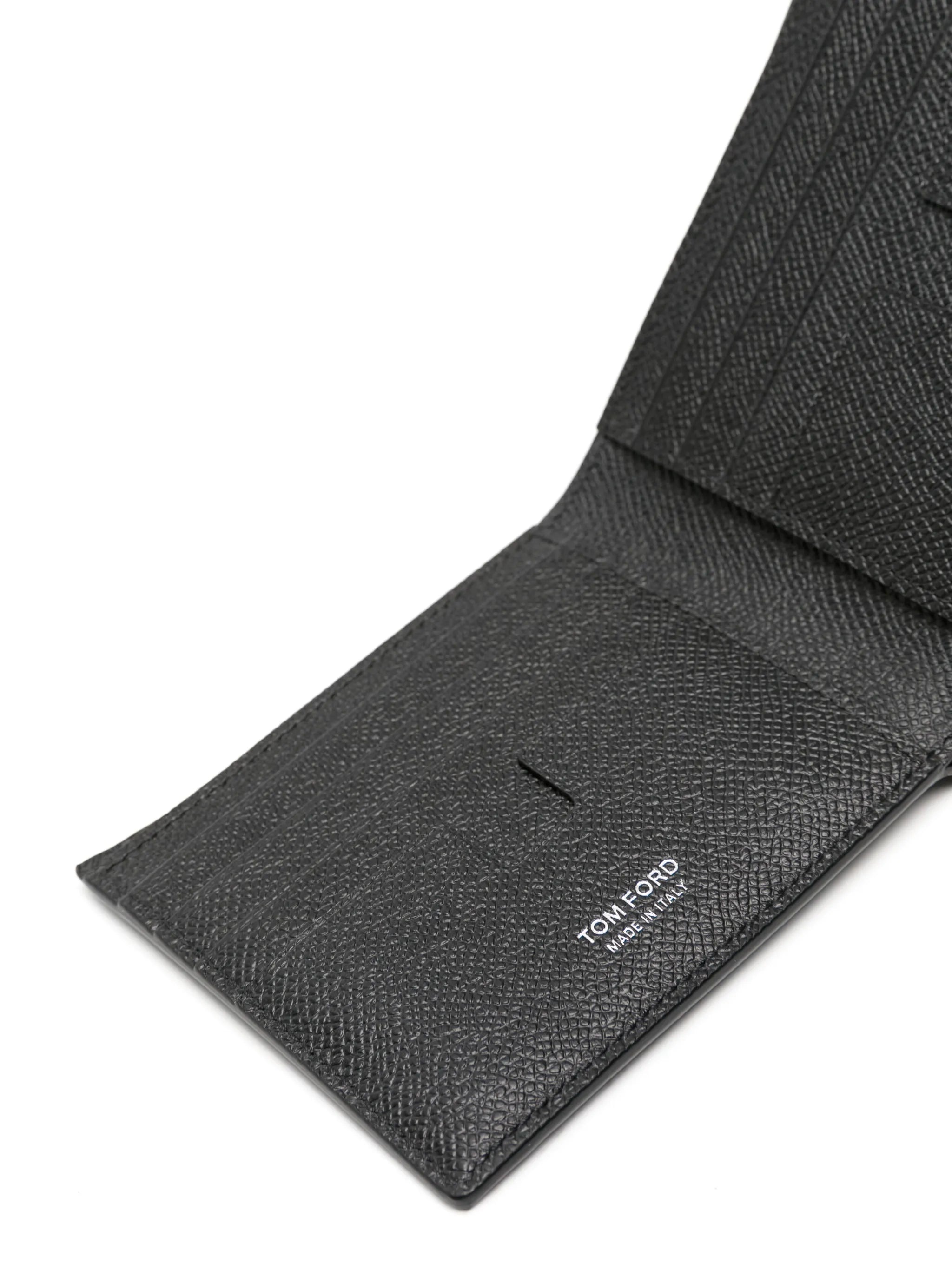logo-plaque grained leather wallet