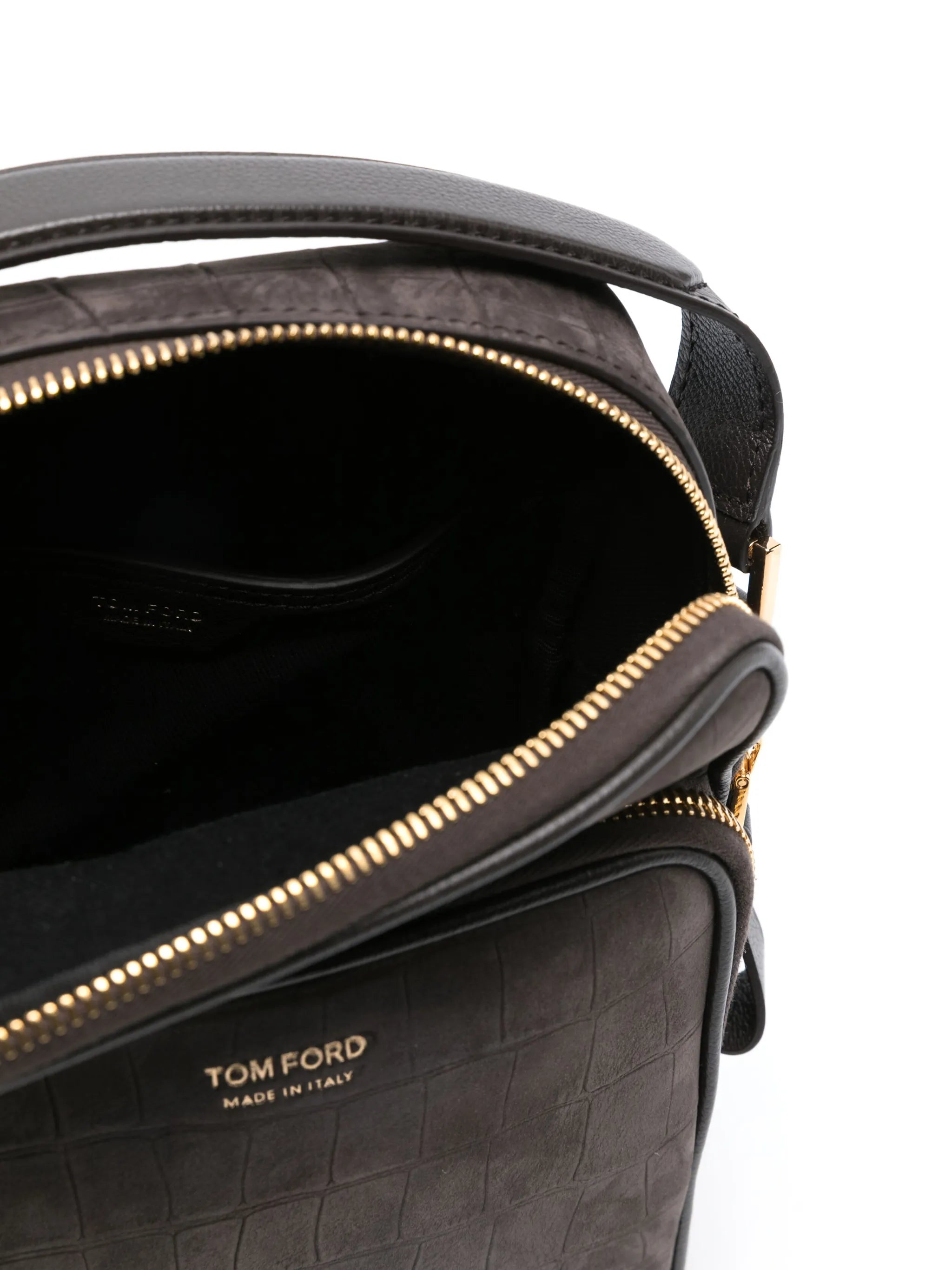 embossed-crocodile nubuck crossbody bag