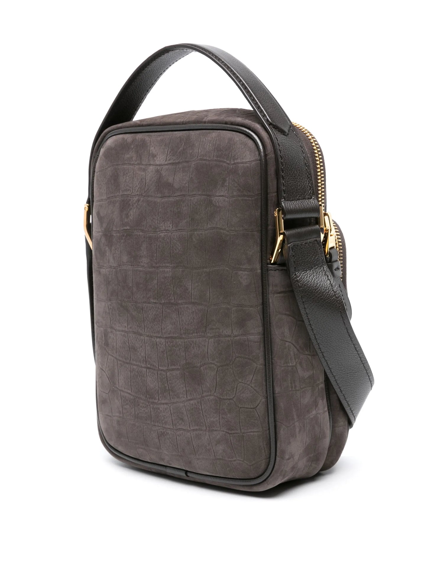 embossed-crocodile nubuck crossbody bag