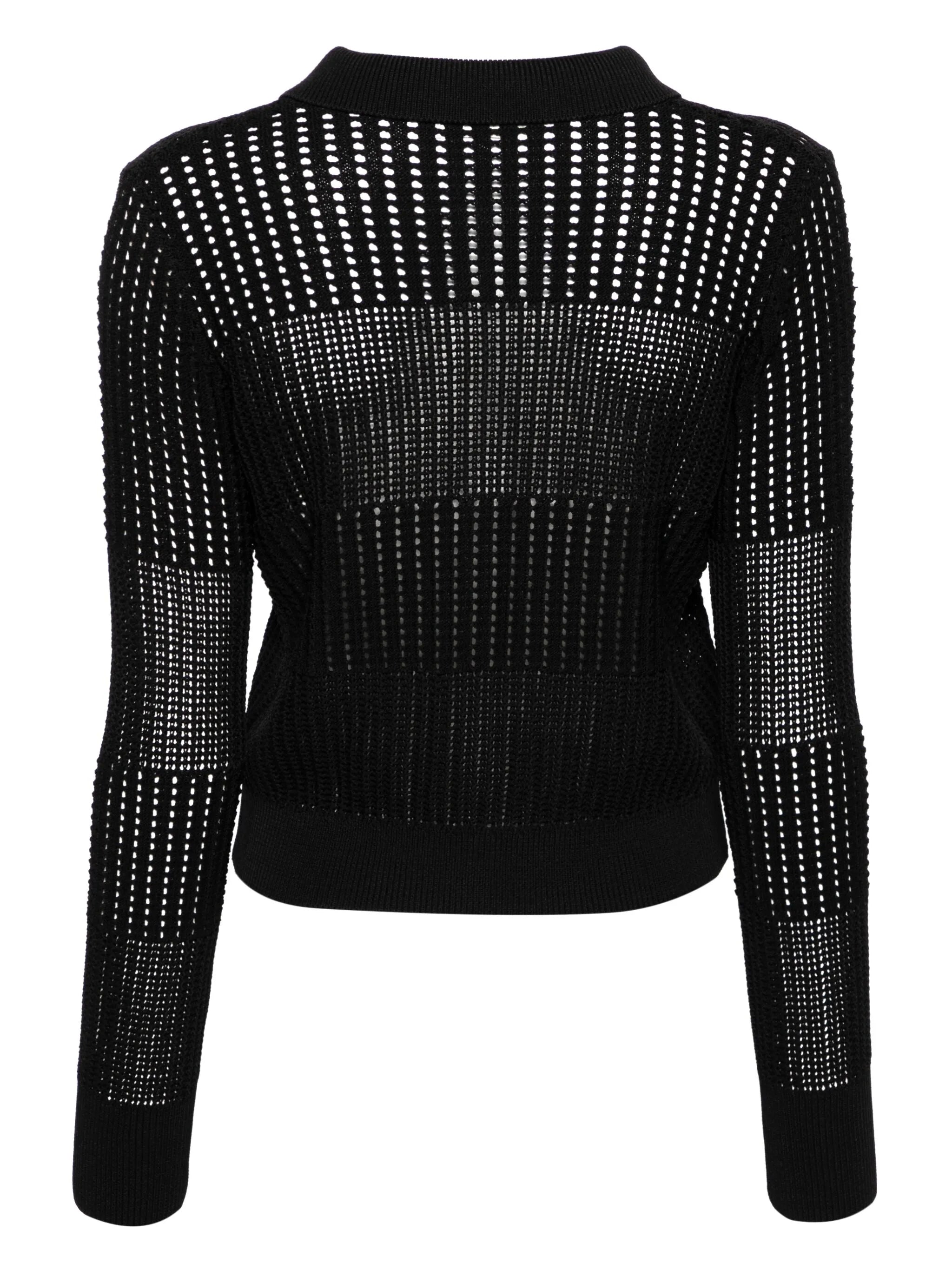 Shrunken corchet-knit cardigan