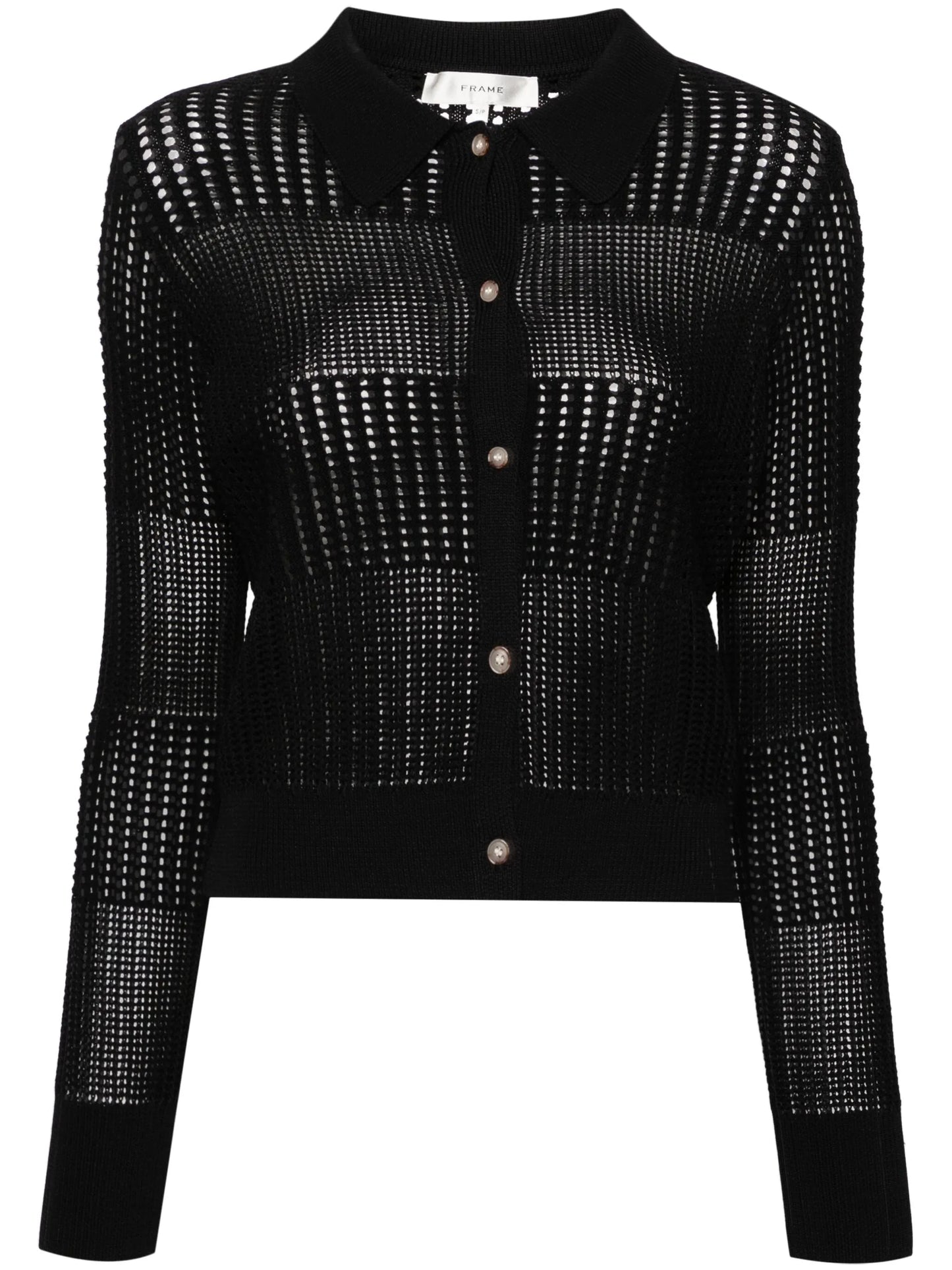 Shrunken corchet-knit cardigan