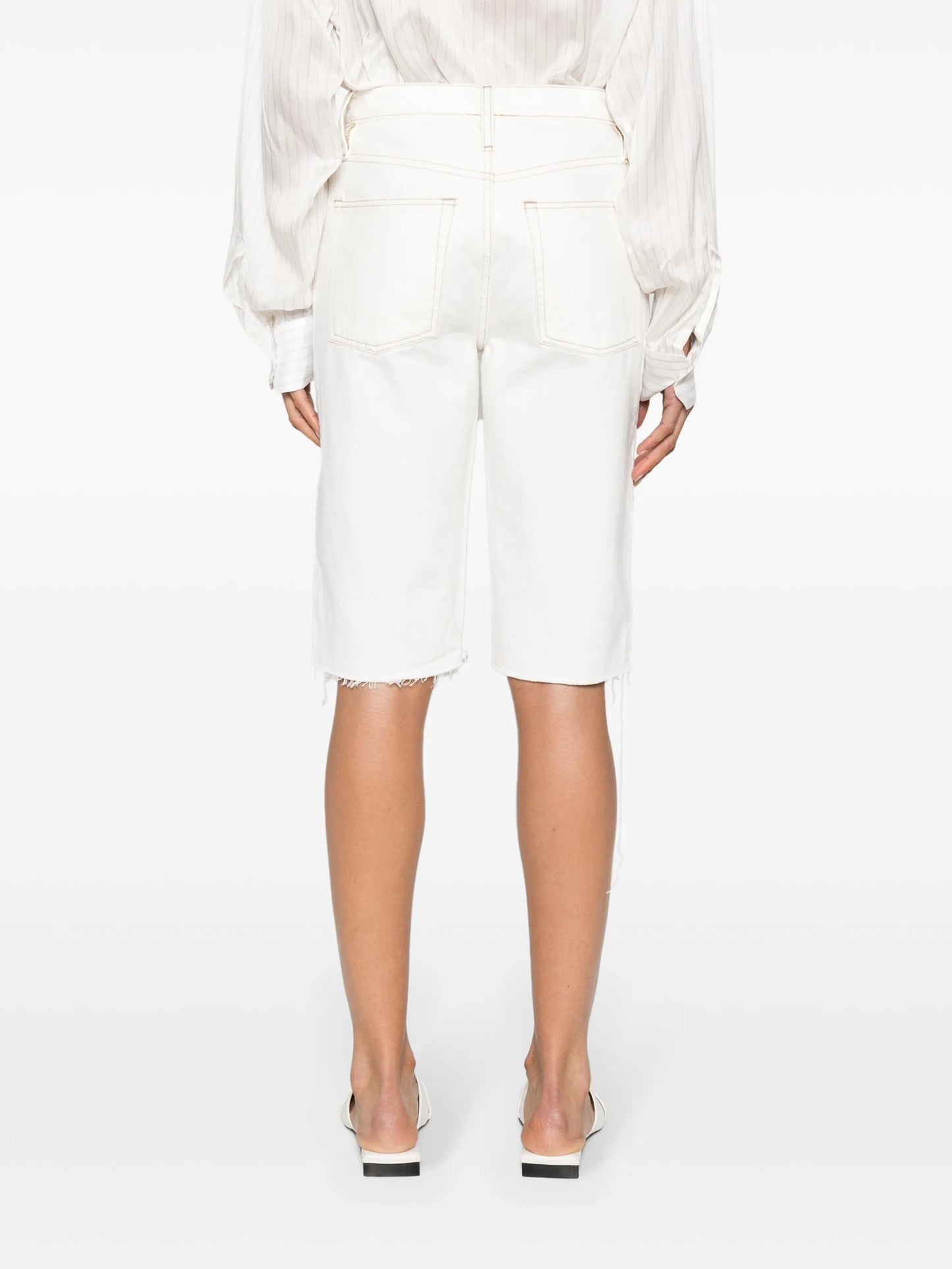 Cycling raw-cut denim shorts