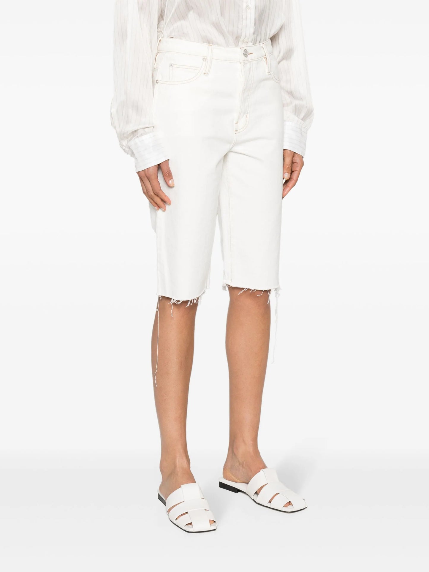 Cycling raw-cut denim shorts