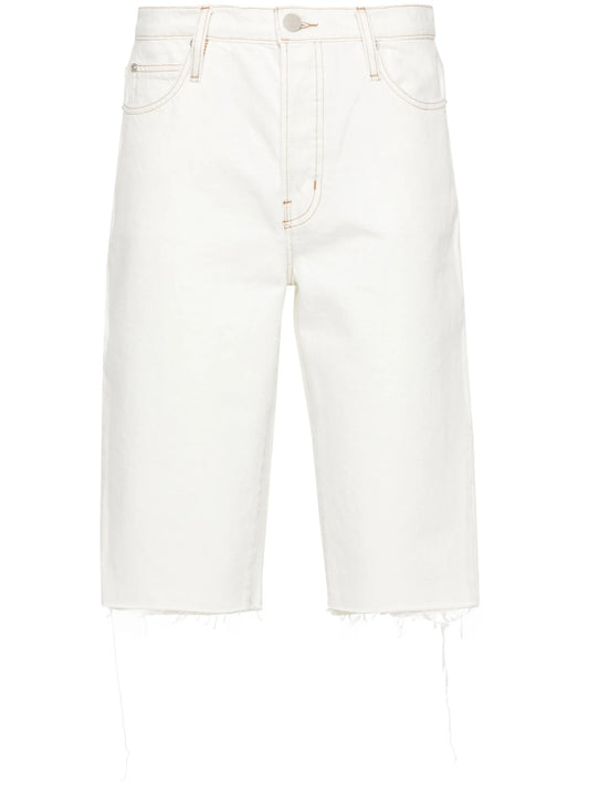 Cycling raw-cut denim shorts