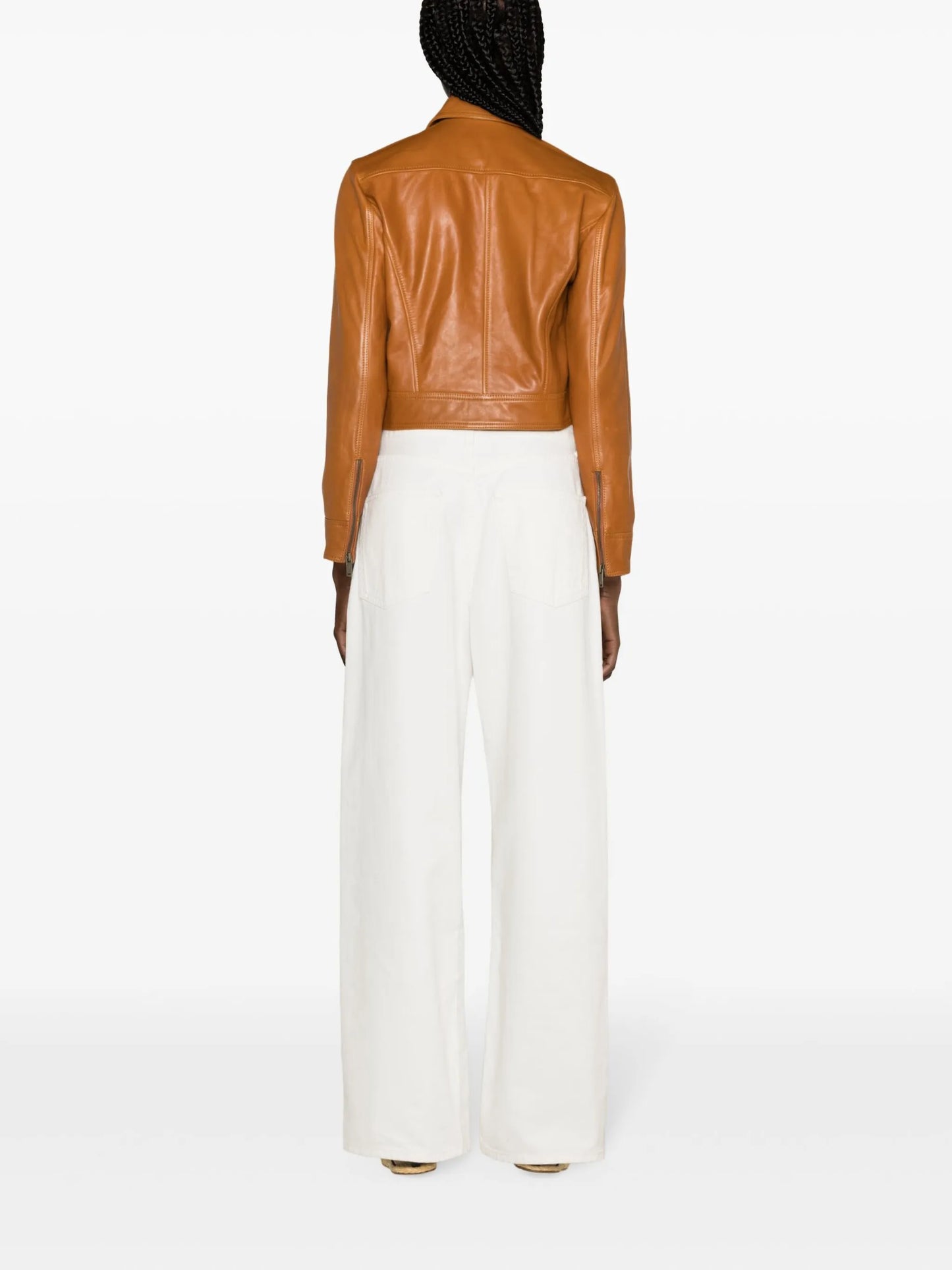 zipped cropped leather jacket