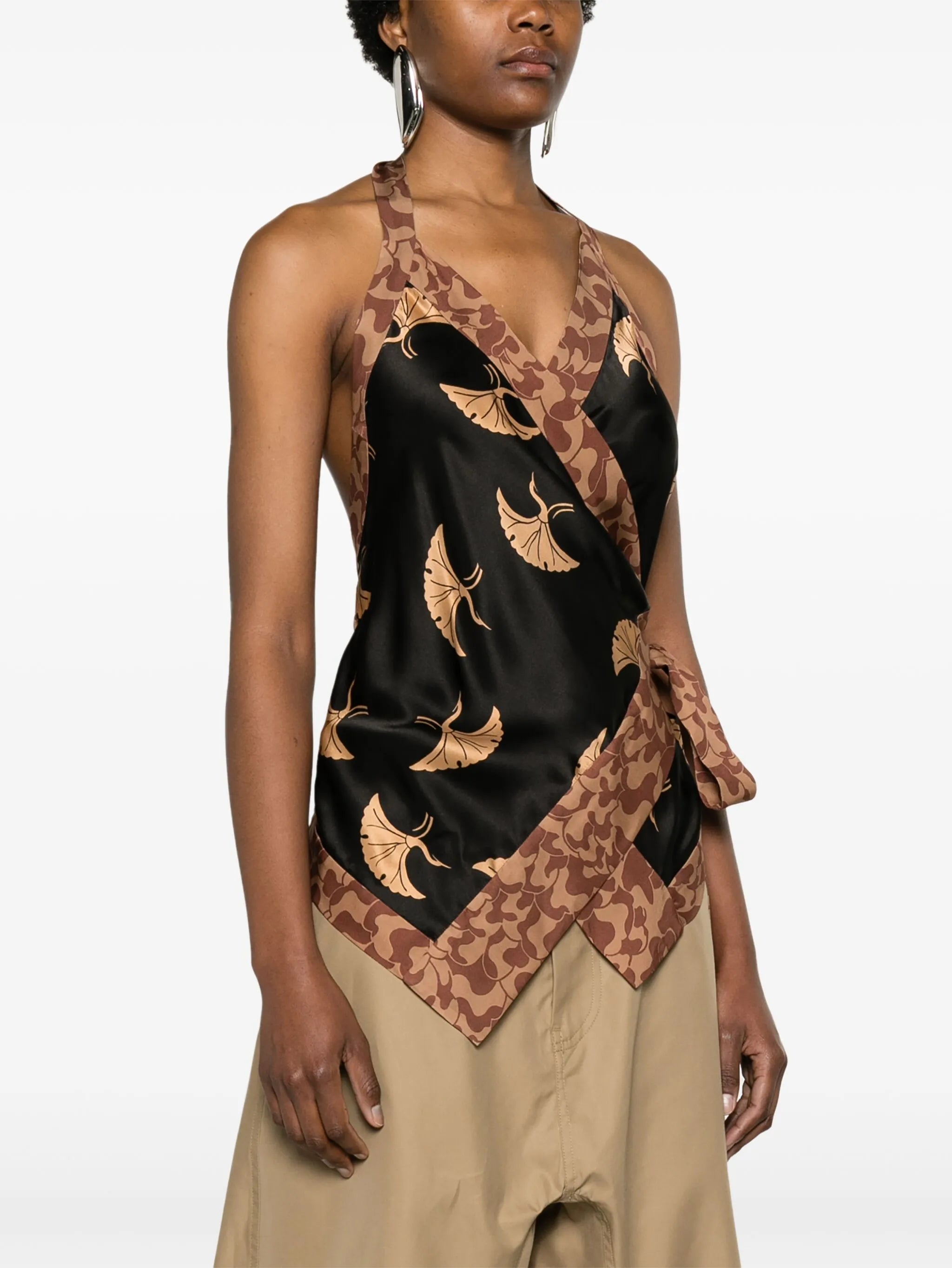 halterneck wrap tank top