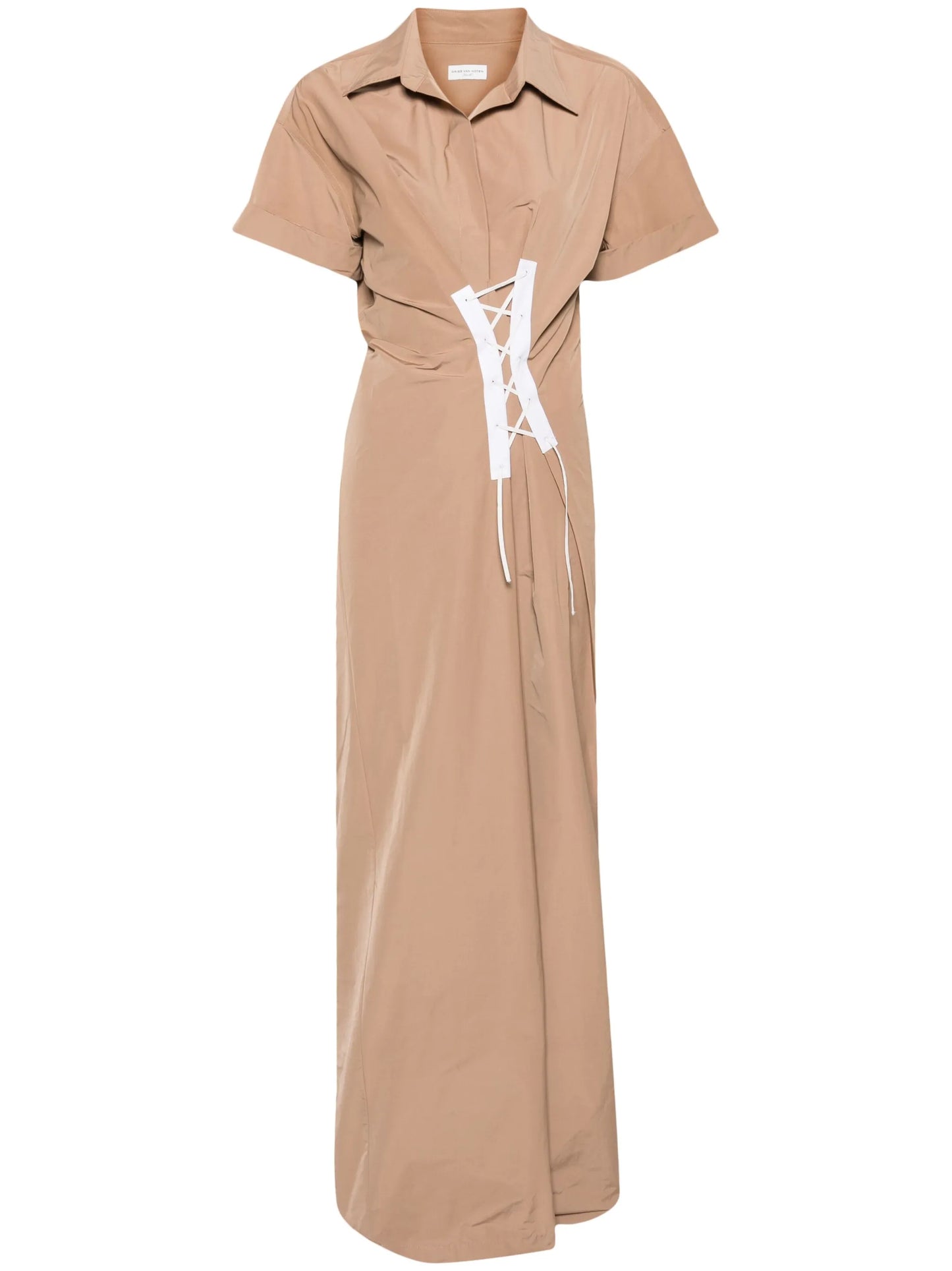 lace-up maxi shirtdress