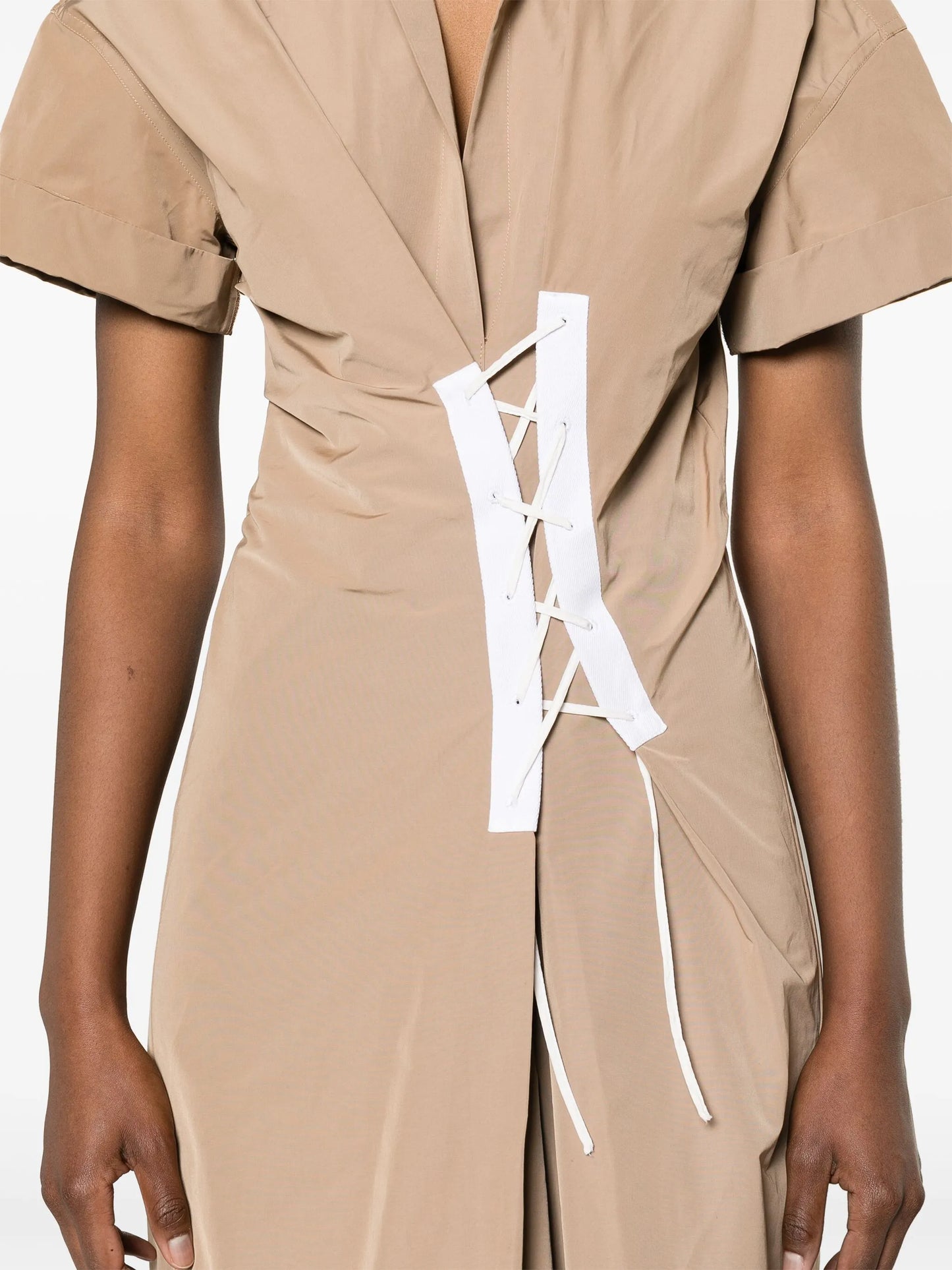 lace-up maxi shirtdress