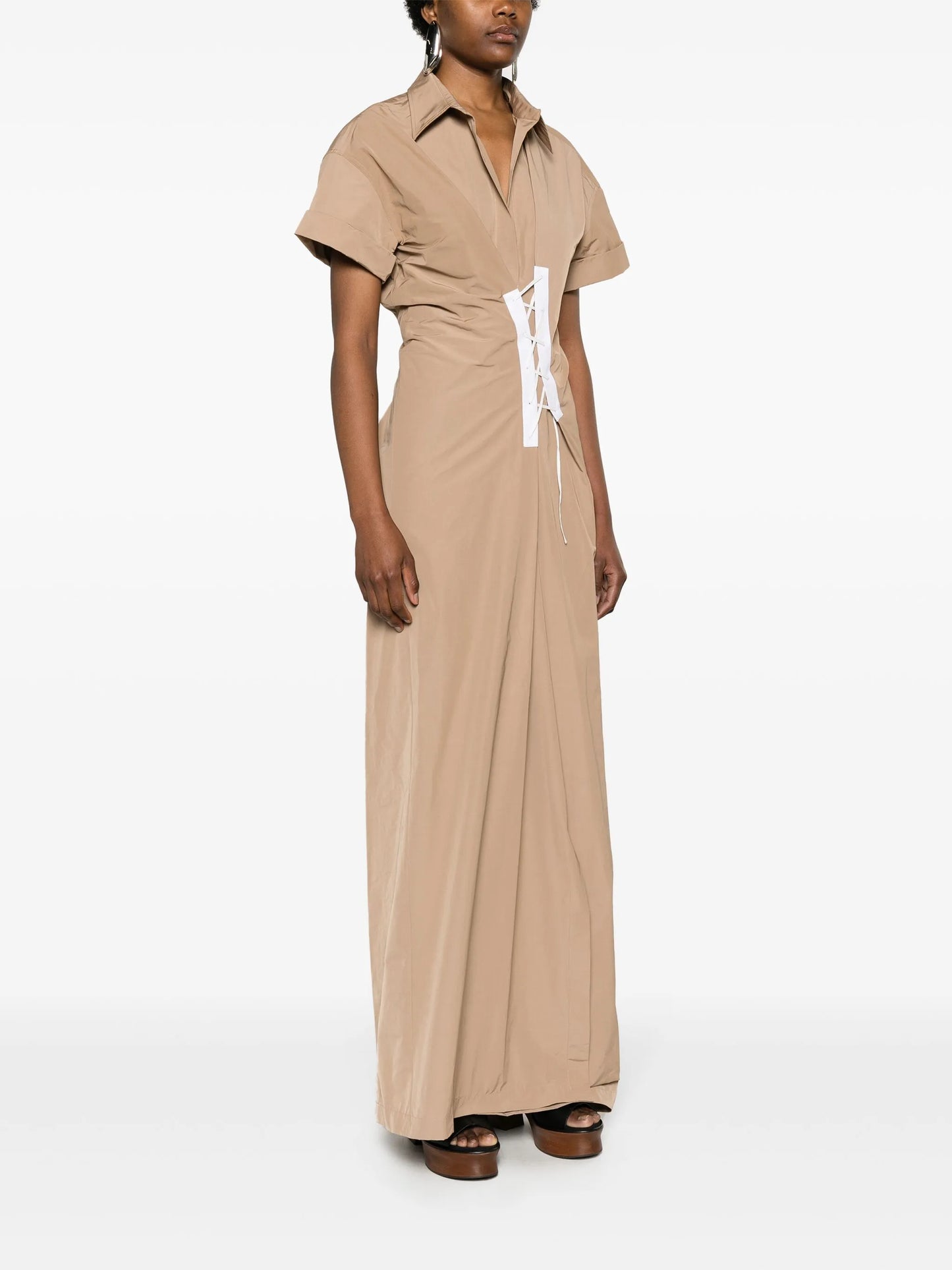 lace-up maxi shirtdress