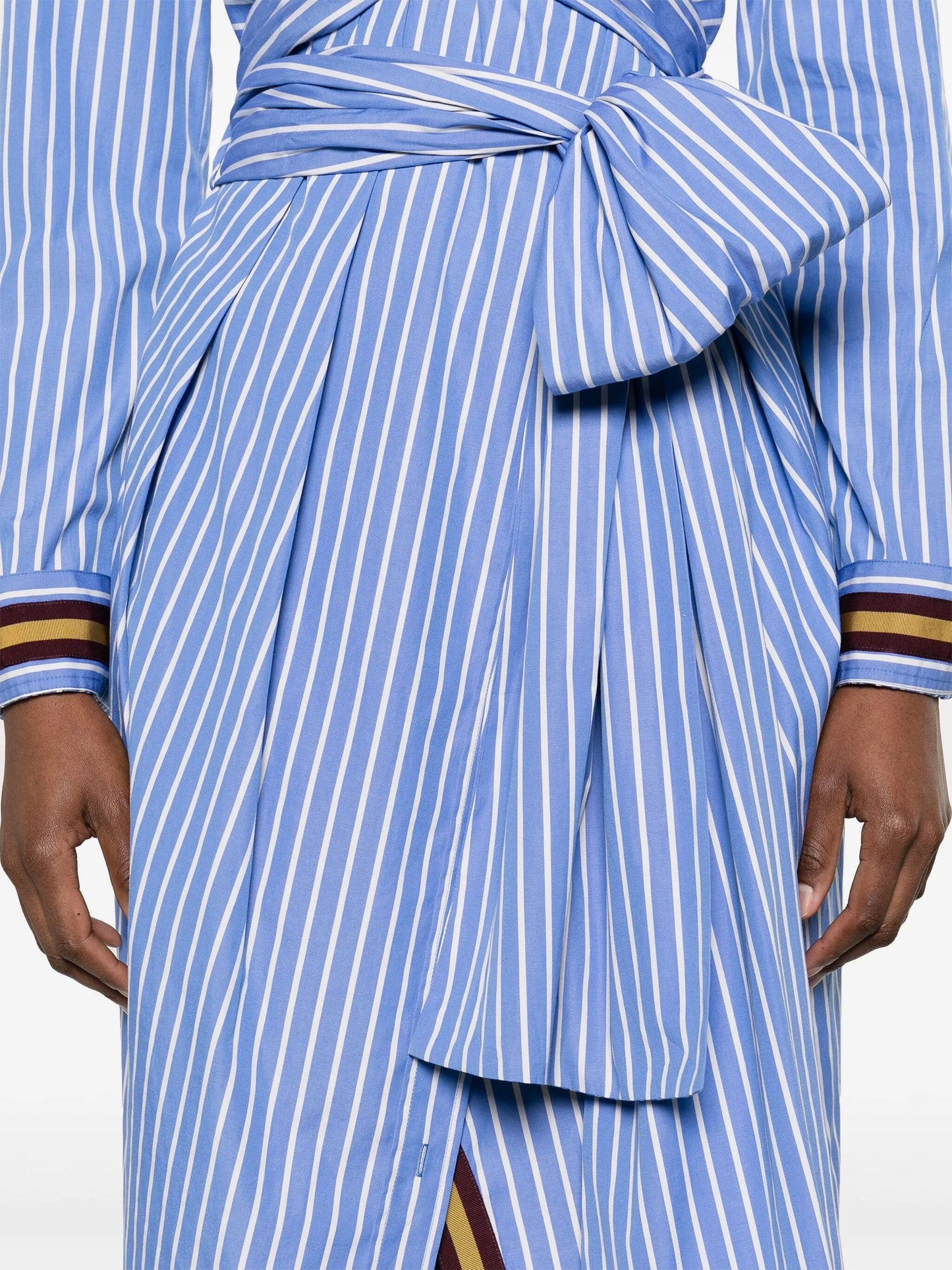 draped striped shirtdress