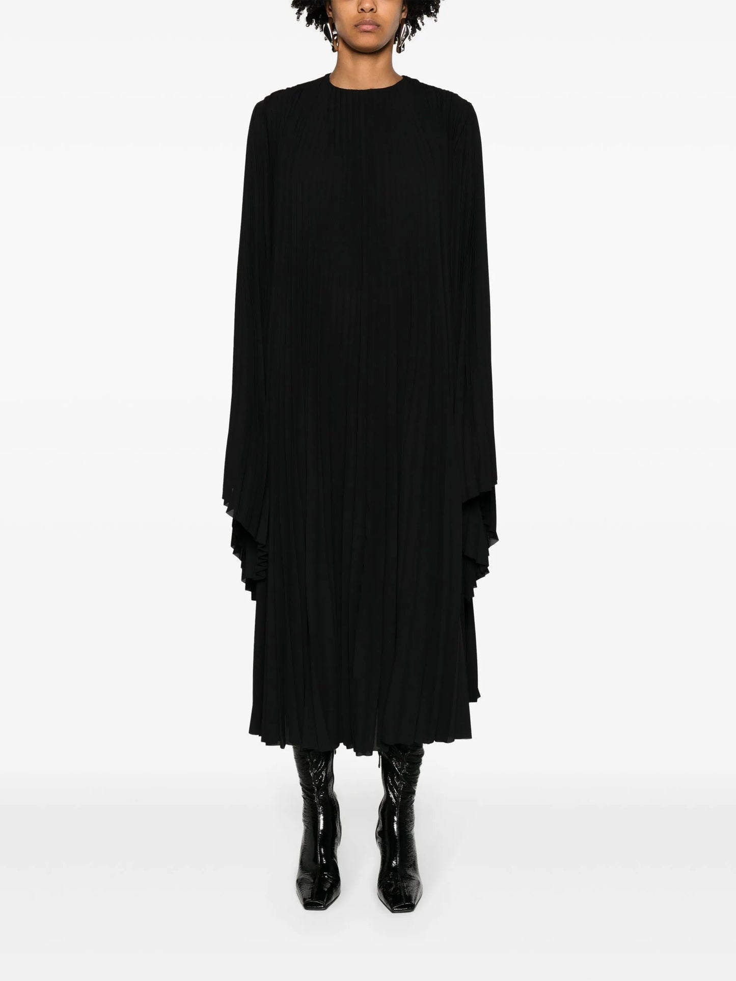 pleated wide-sleeve maxi dress