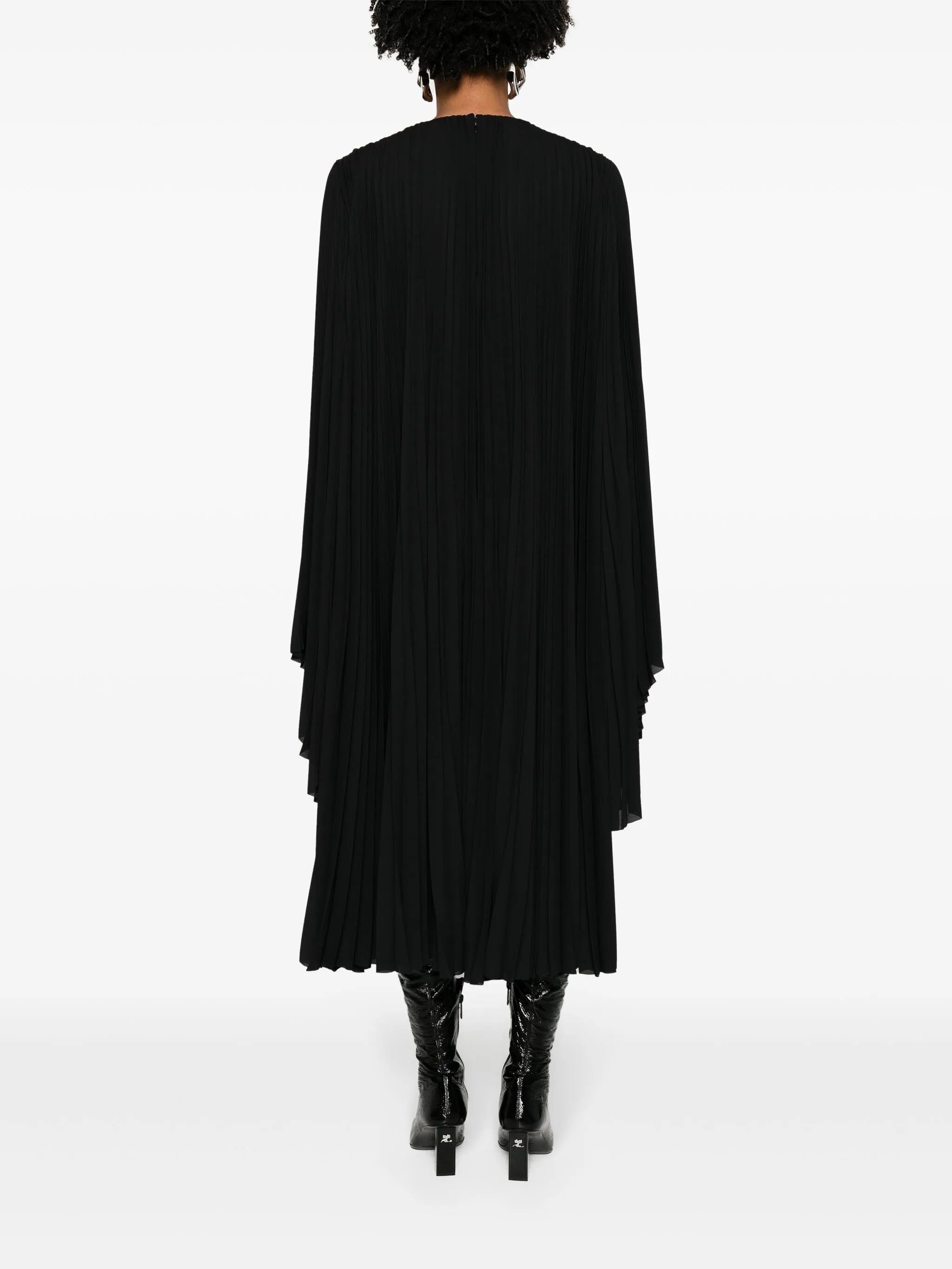 pleated wide-sleeve maxi dress