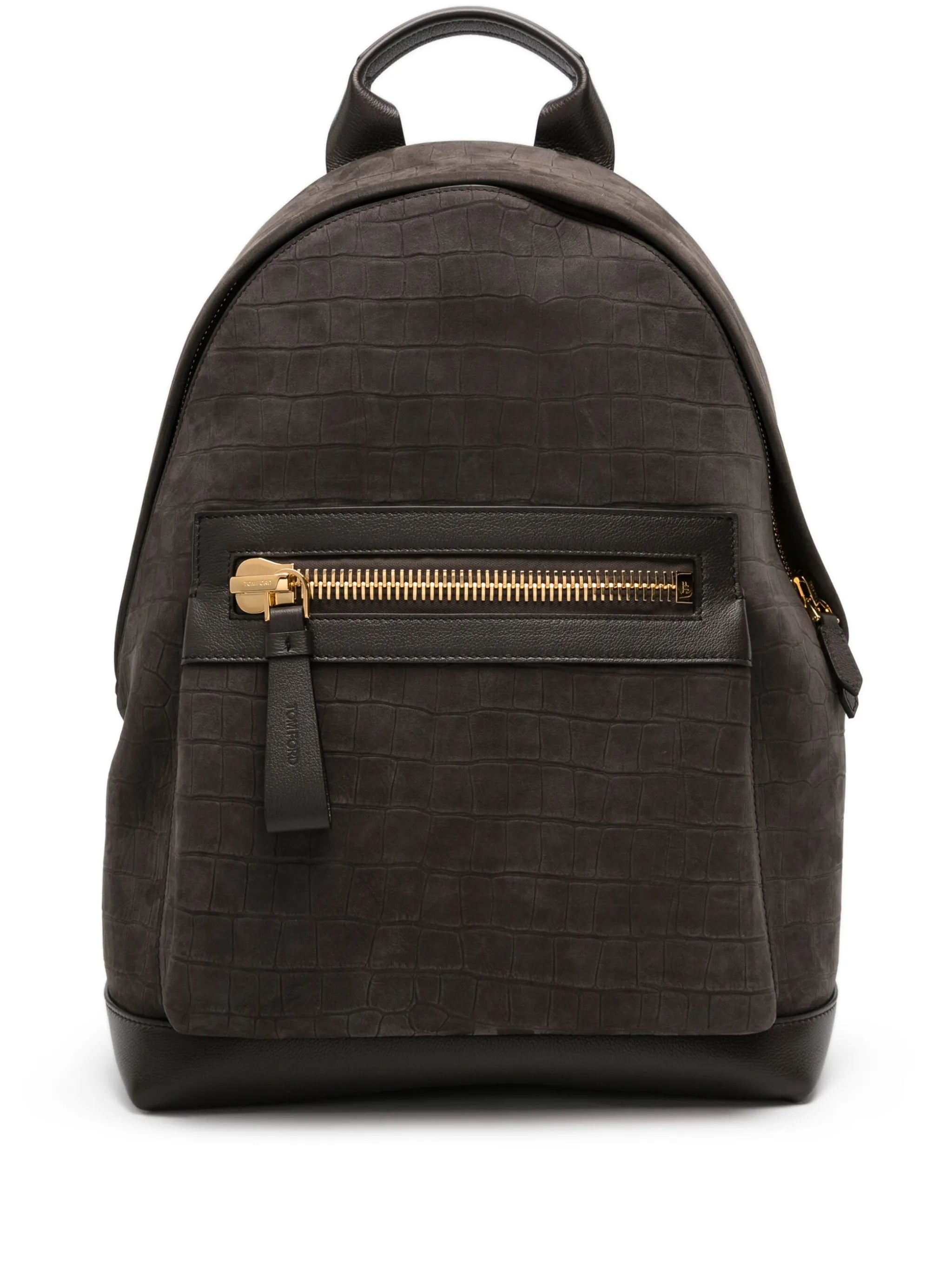 crocodile-embossed leather backpack