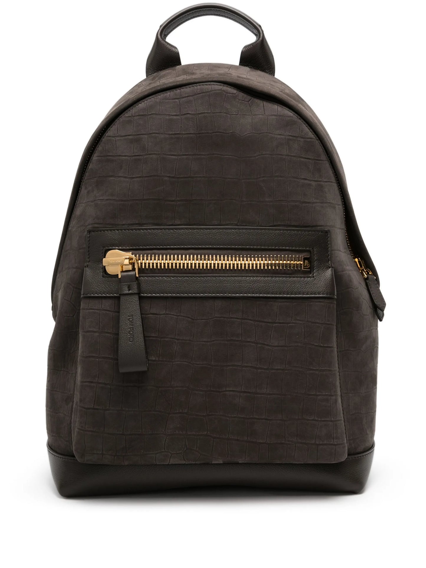 crocodile-embossed leather backpack