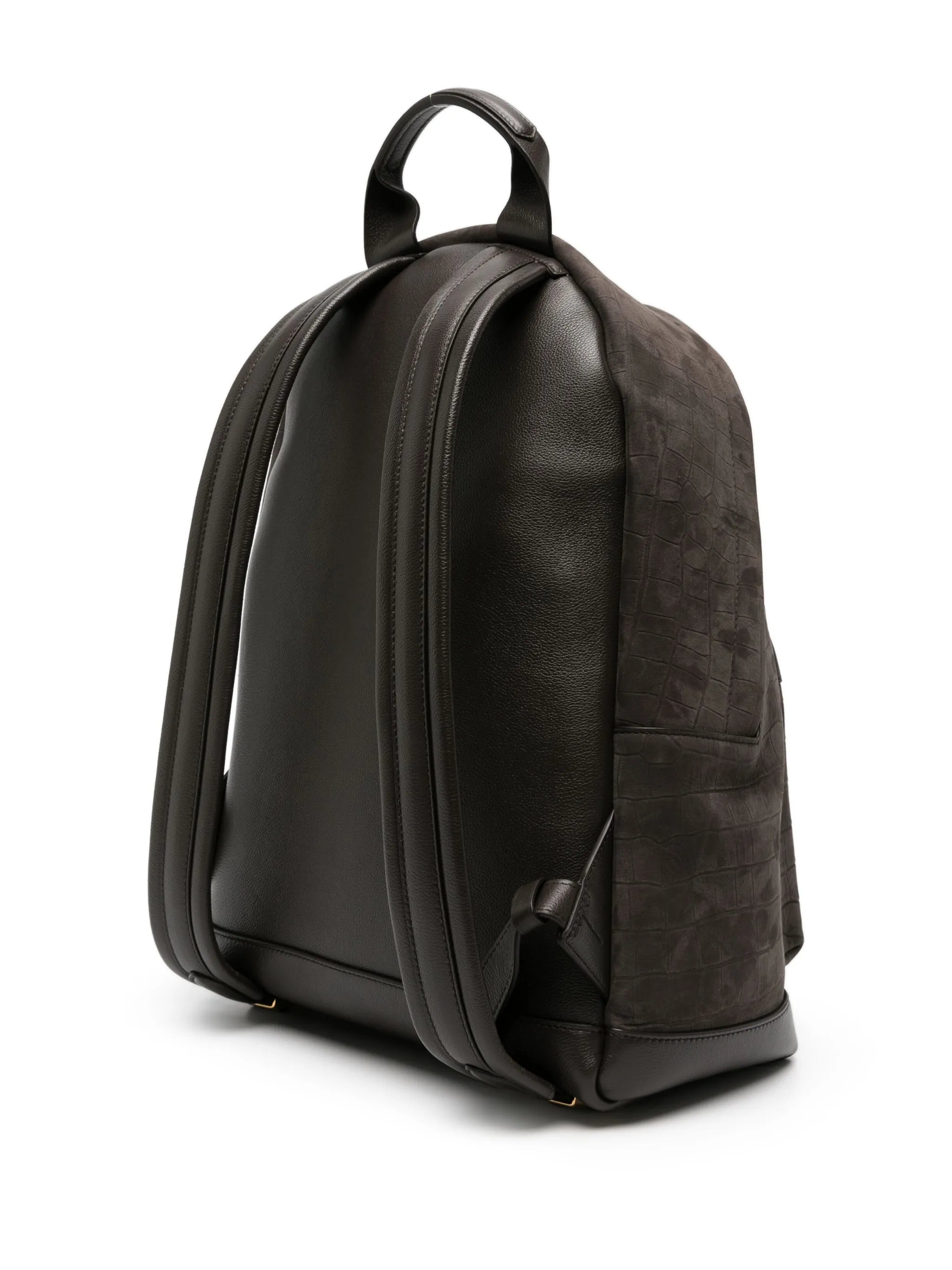 crocodile-embossed leather backpack