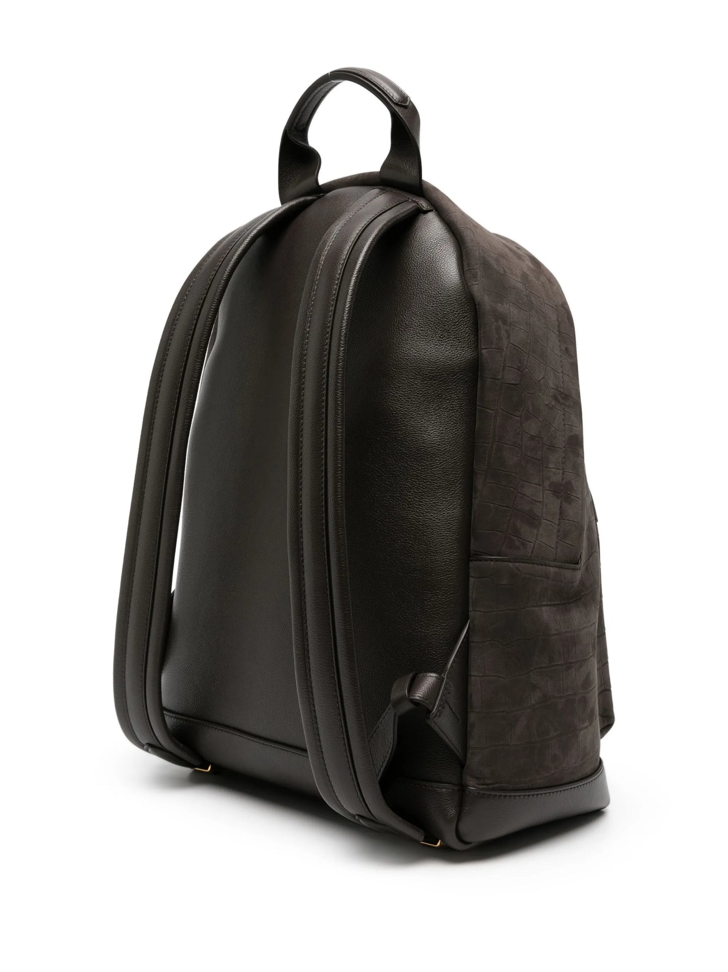 crocodile-embossed leather backpack
