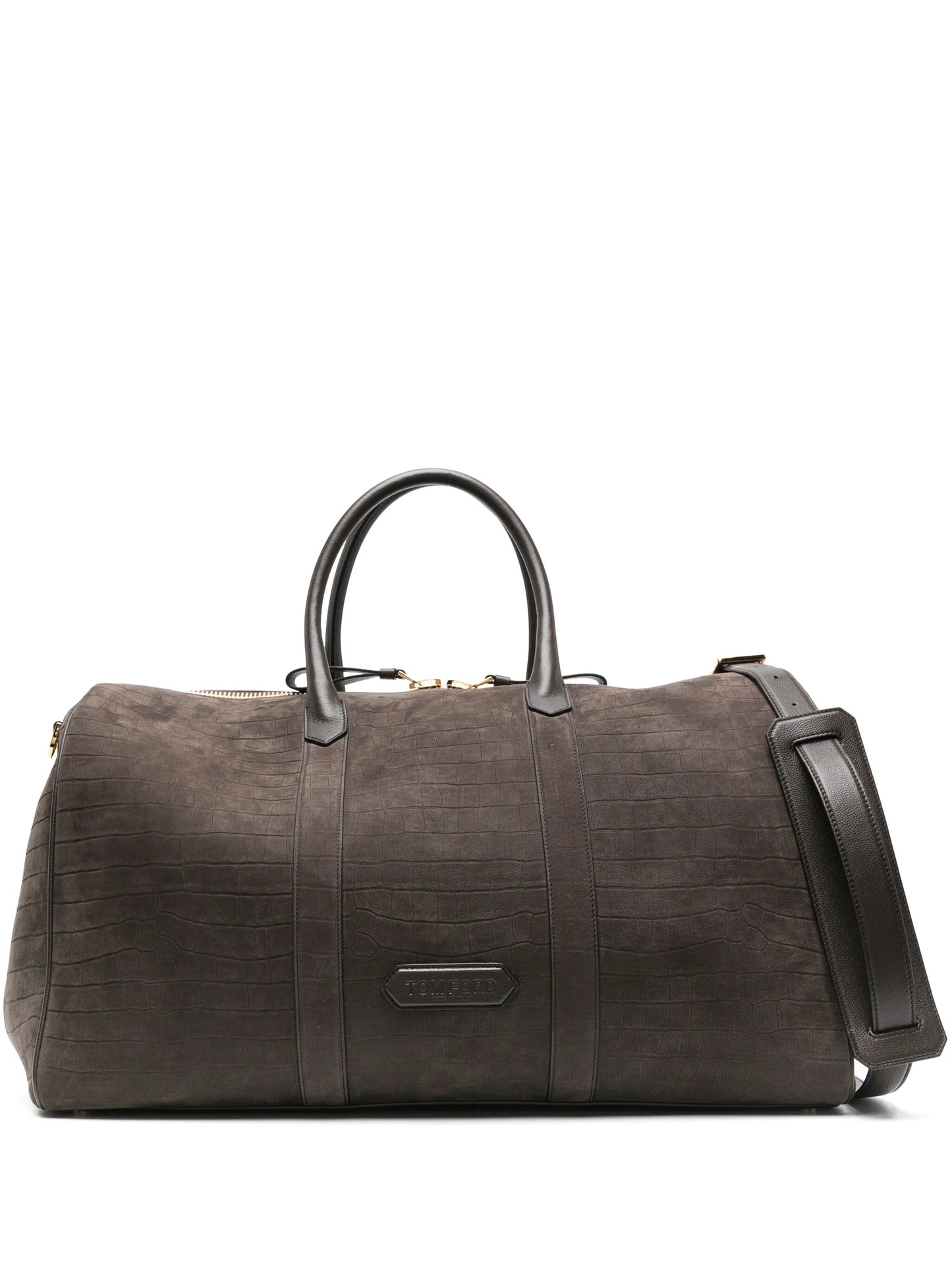crocodile-embossed nubuck holdall