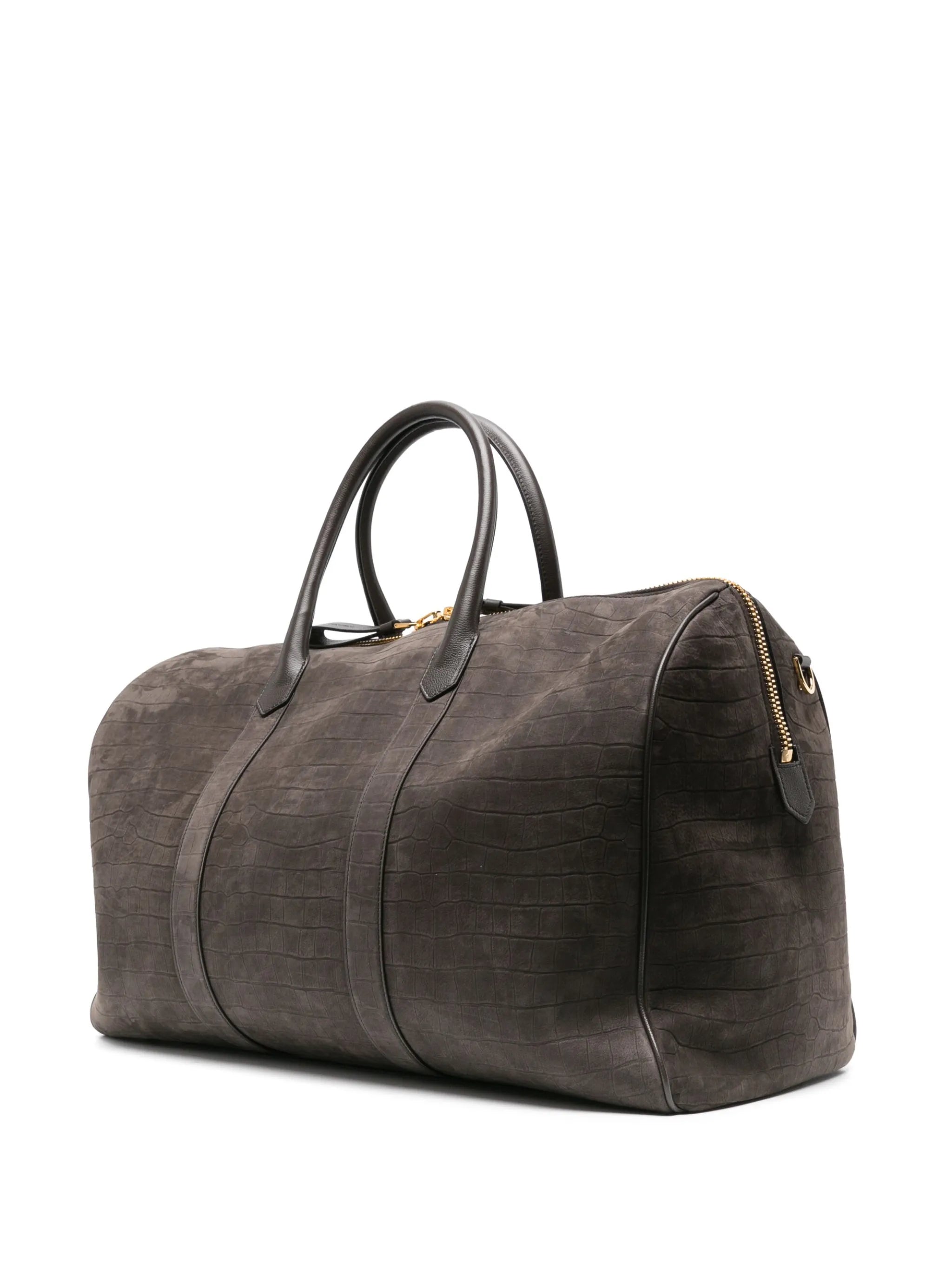crocodile-embossed nubuck holdall