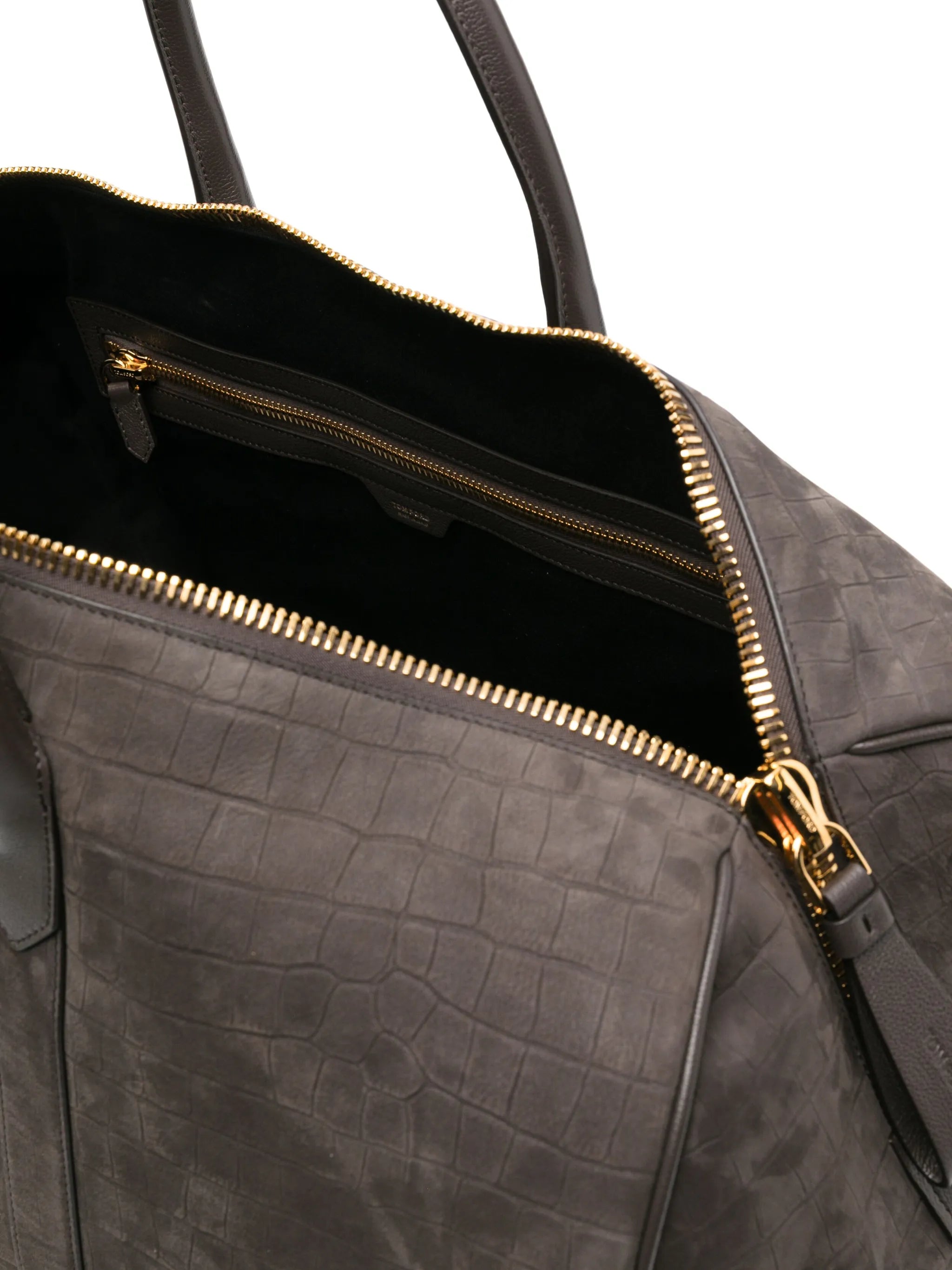 crocodile-embossed nubuck holdall
