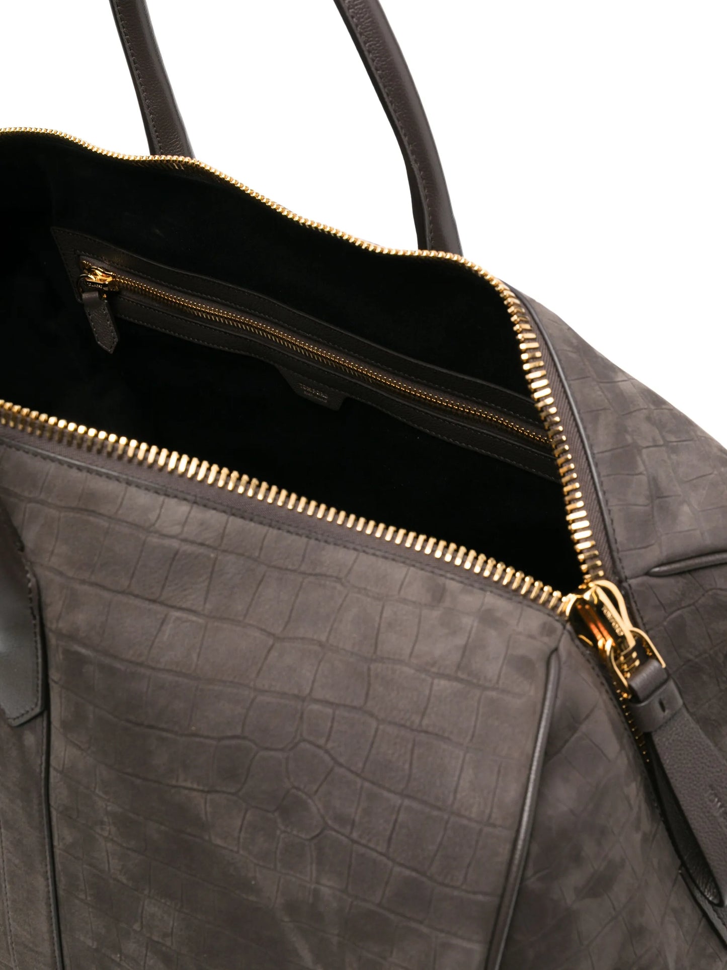 crocodile-embossed nubuck holdall