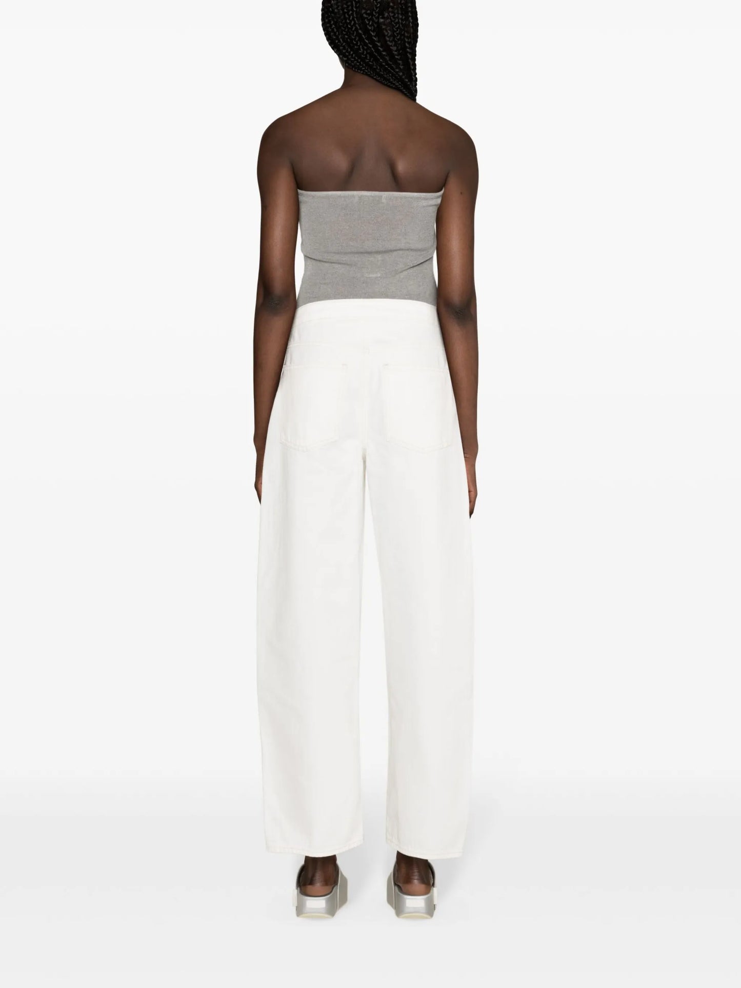 Angled Zipper tapered-leg jeans