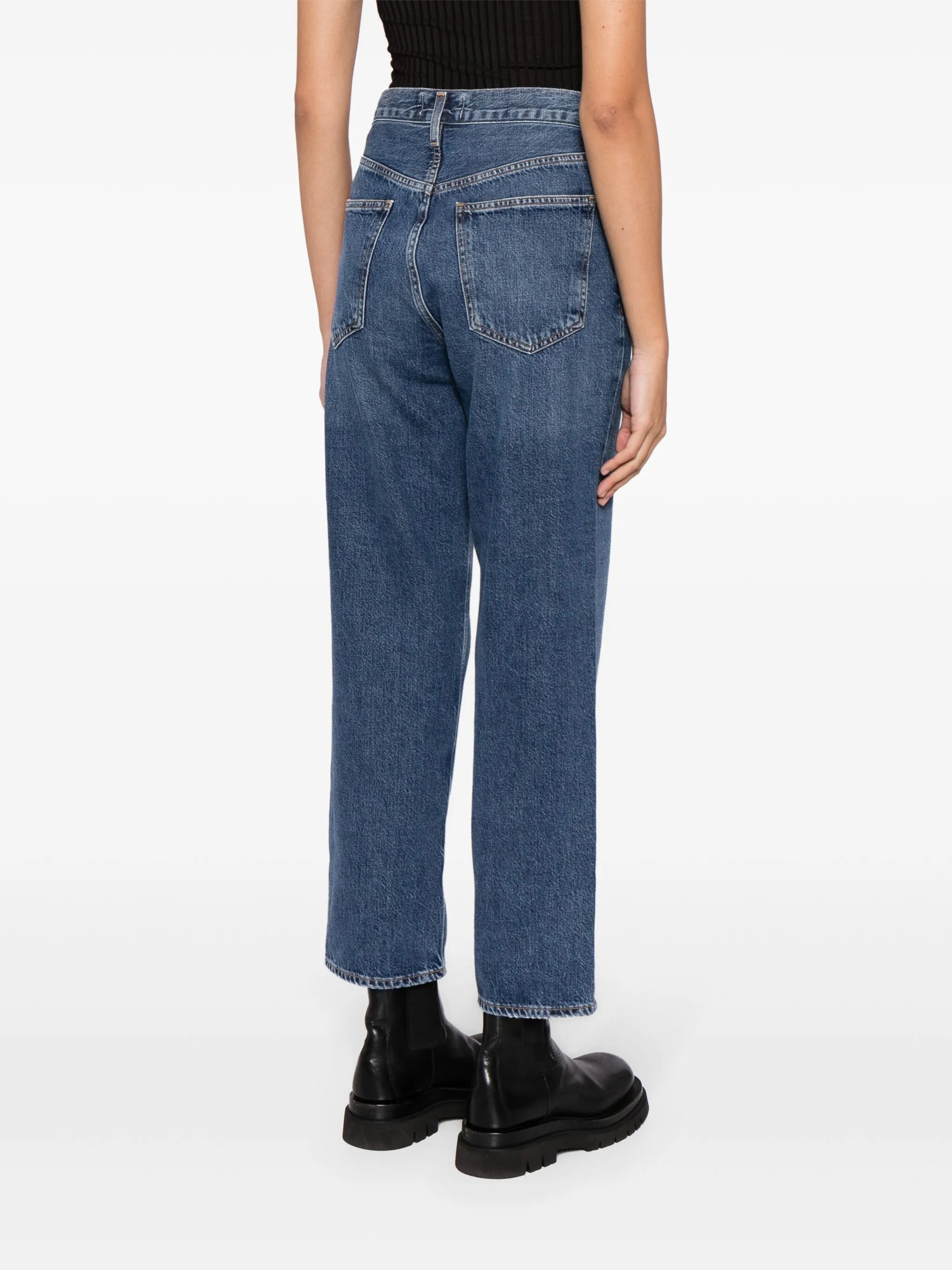 asymmetric-waist cropped jeans