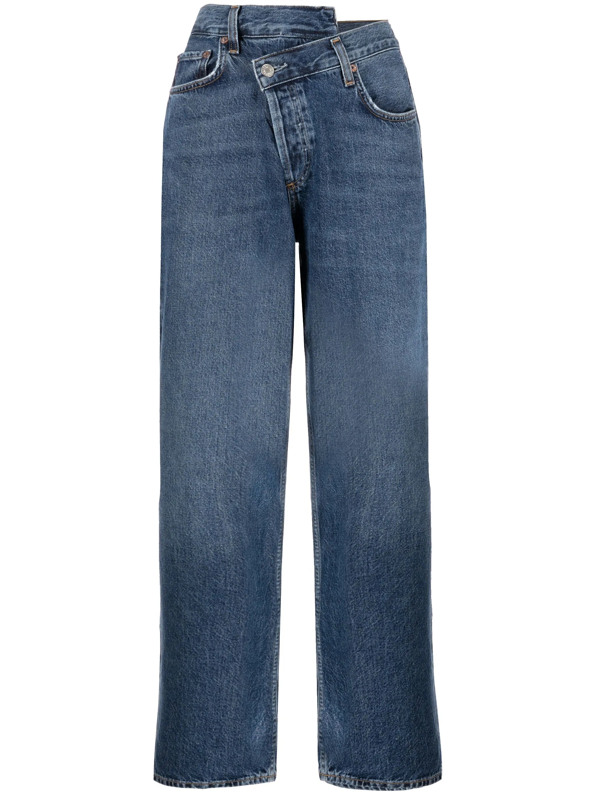 asymmetric-waist cropped jeans