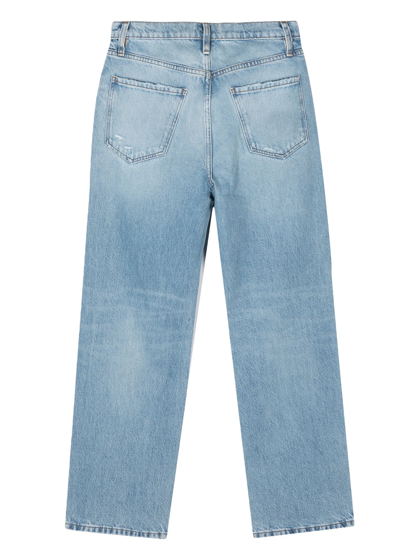 distressed-effect whiskering-detail straight-leg jeans
