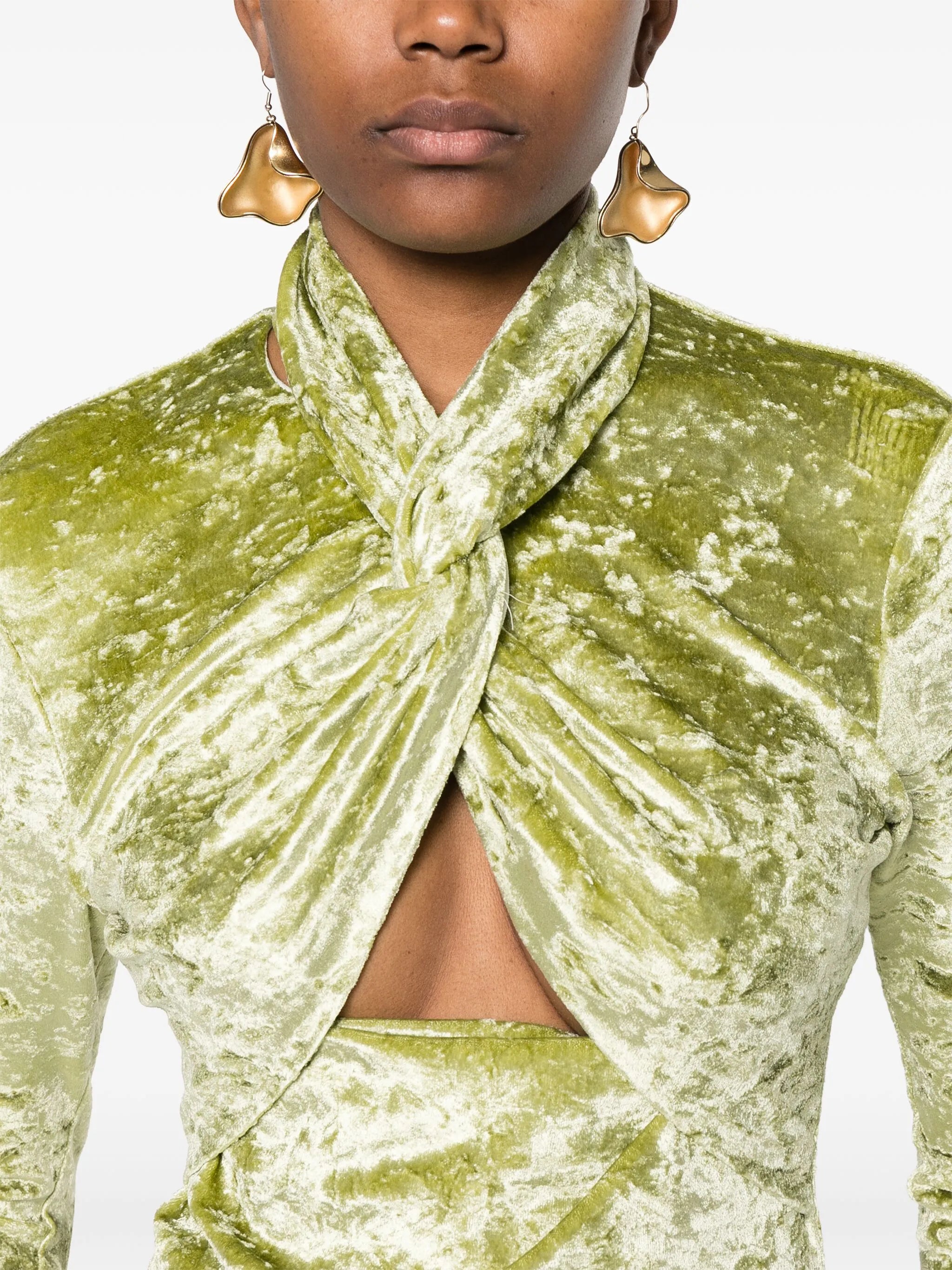 Iride twist-detailing velvet top