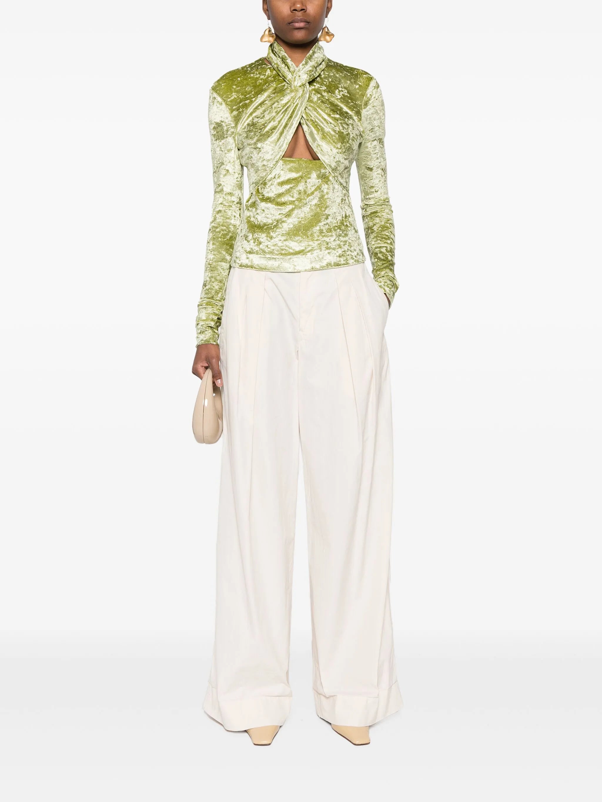 Iride twist-detailing velvet top