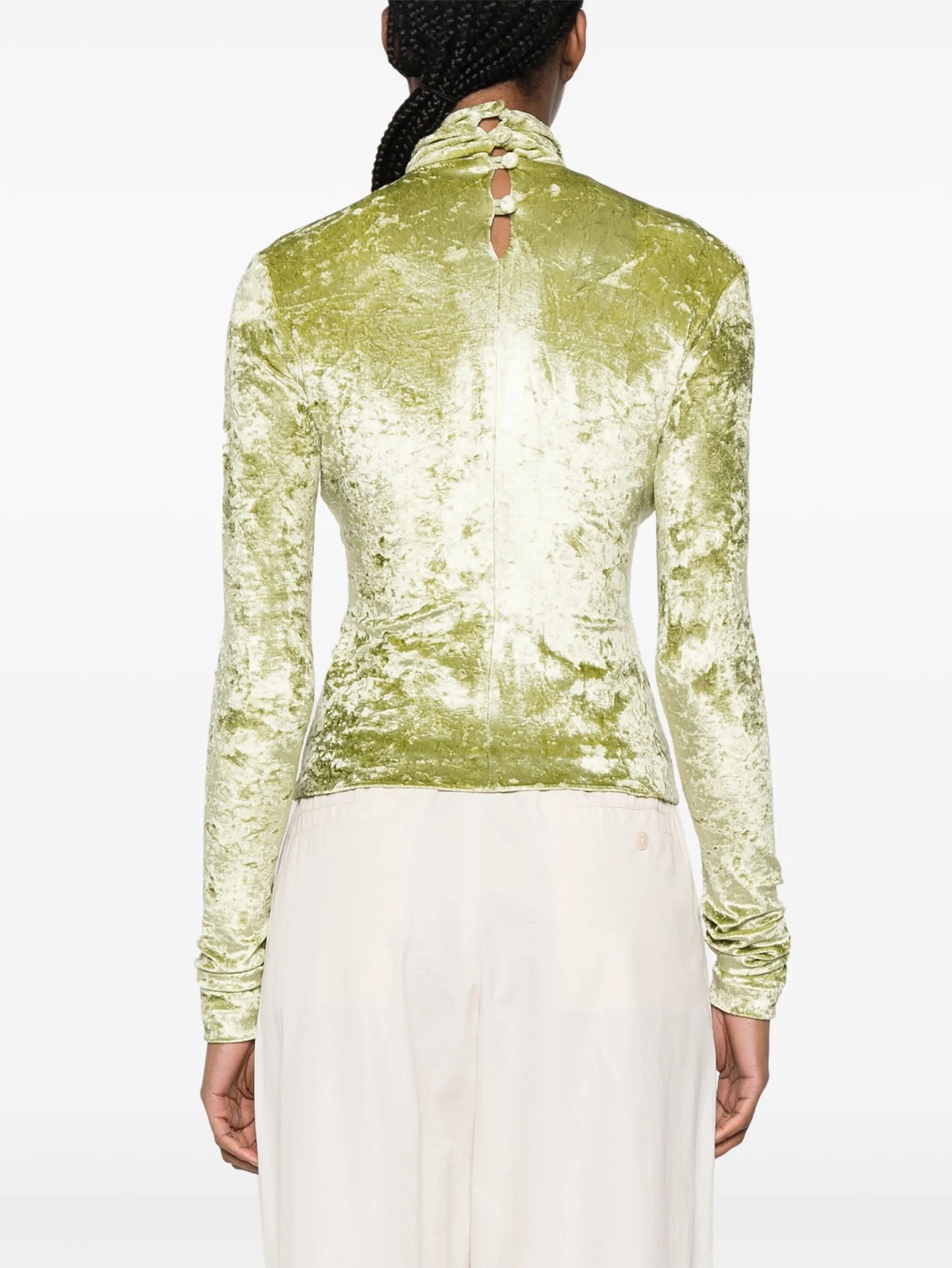 Iride twist-detailing velvet top