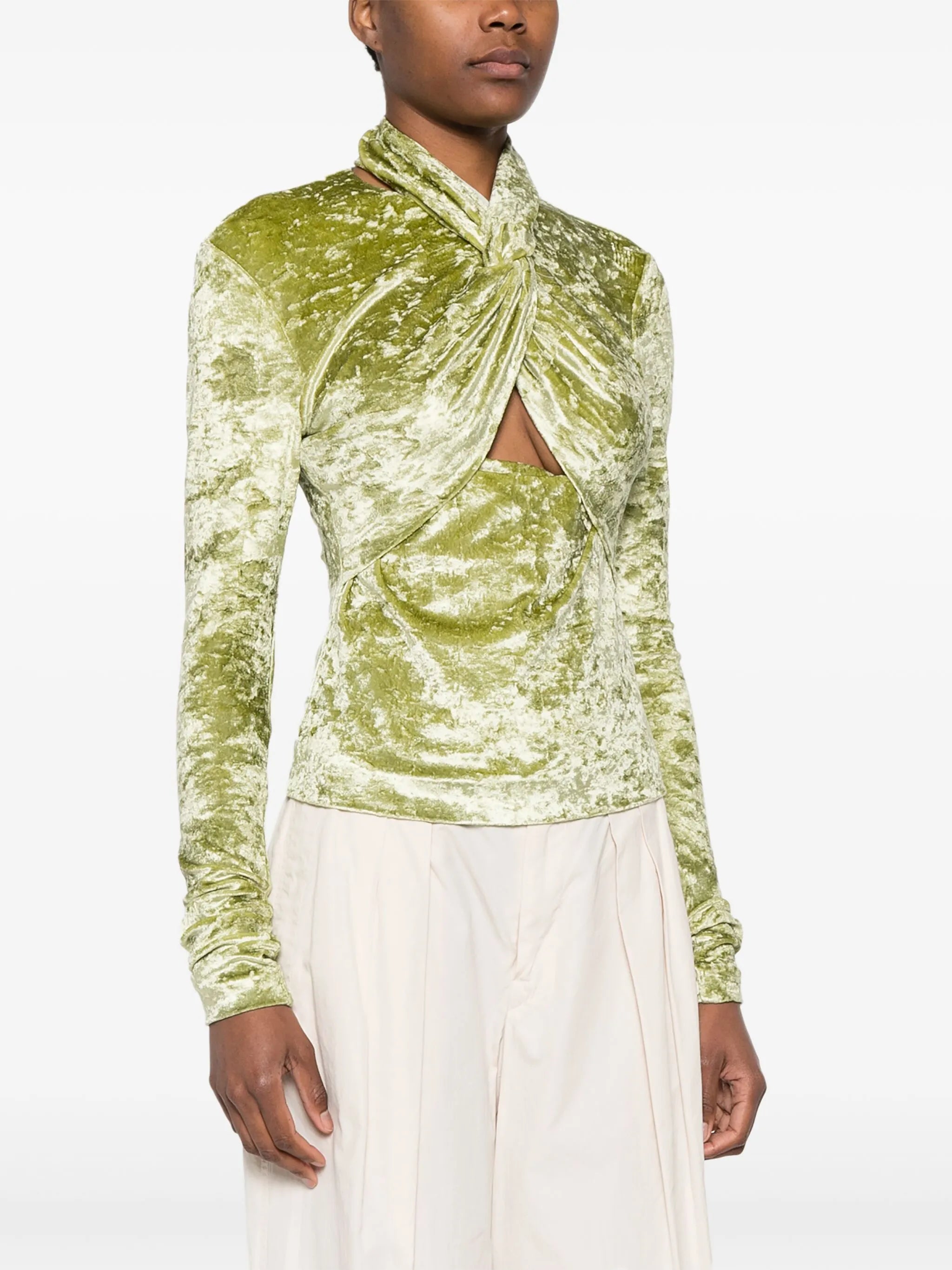 Iride twist-detailing velvet top