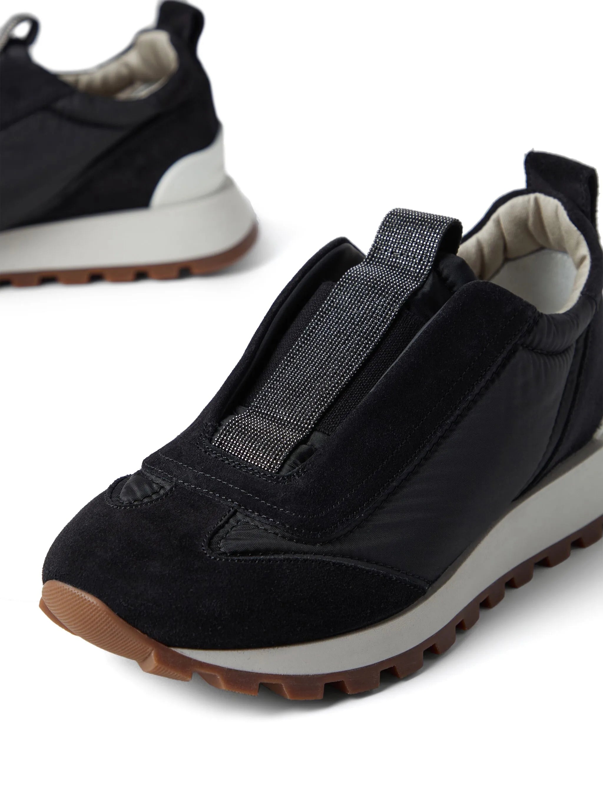 monili-embellished slip-on sneakers