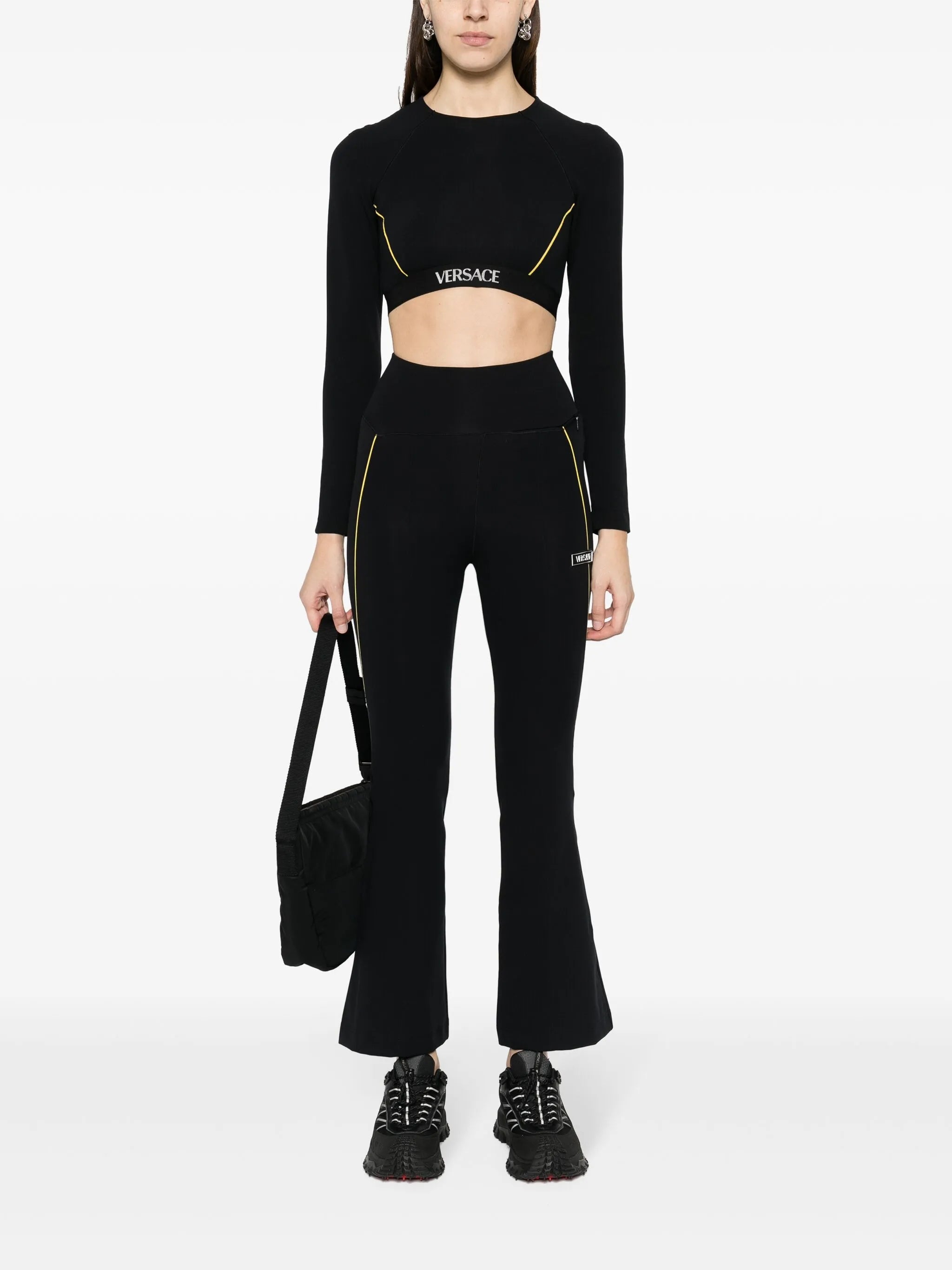 logo-appliqué flared leggings