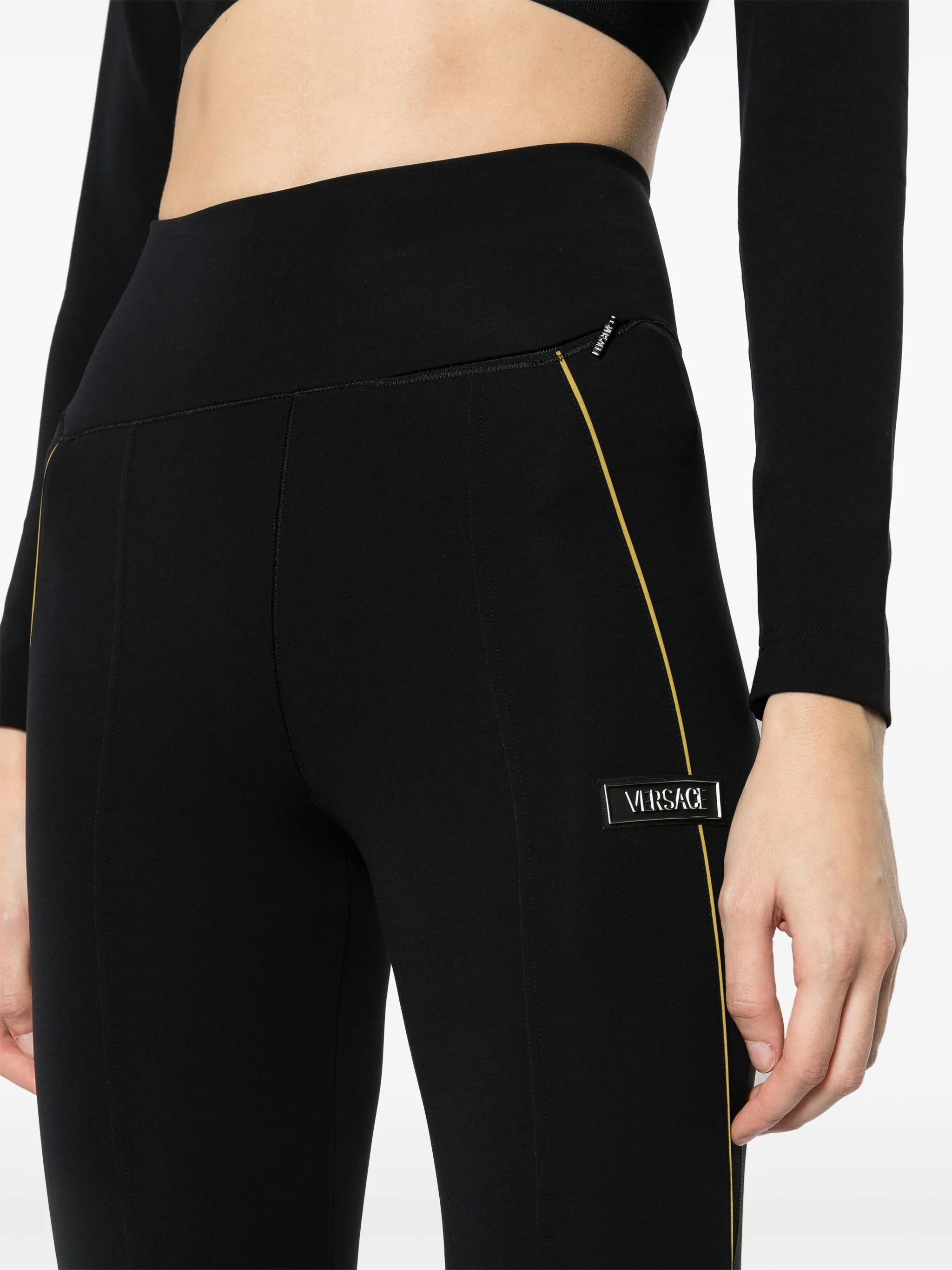 logo-appliqué flared leggings