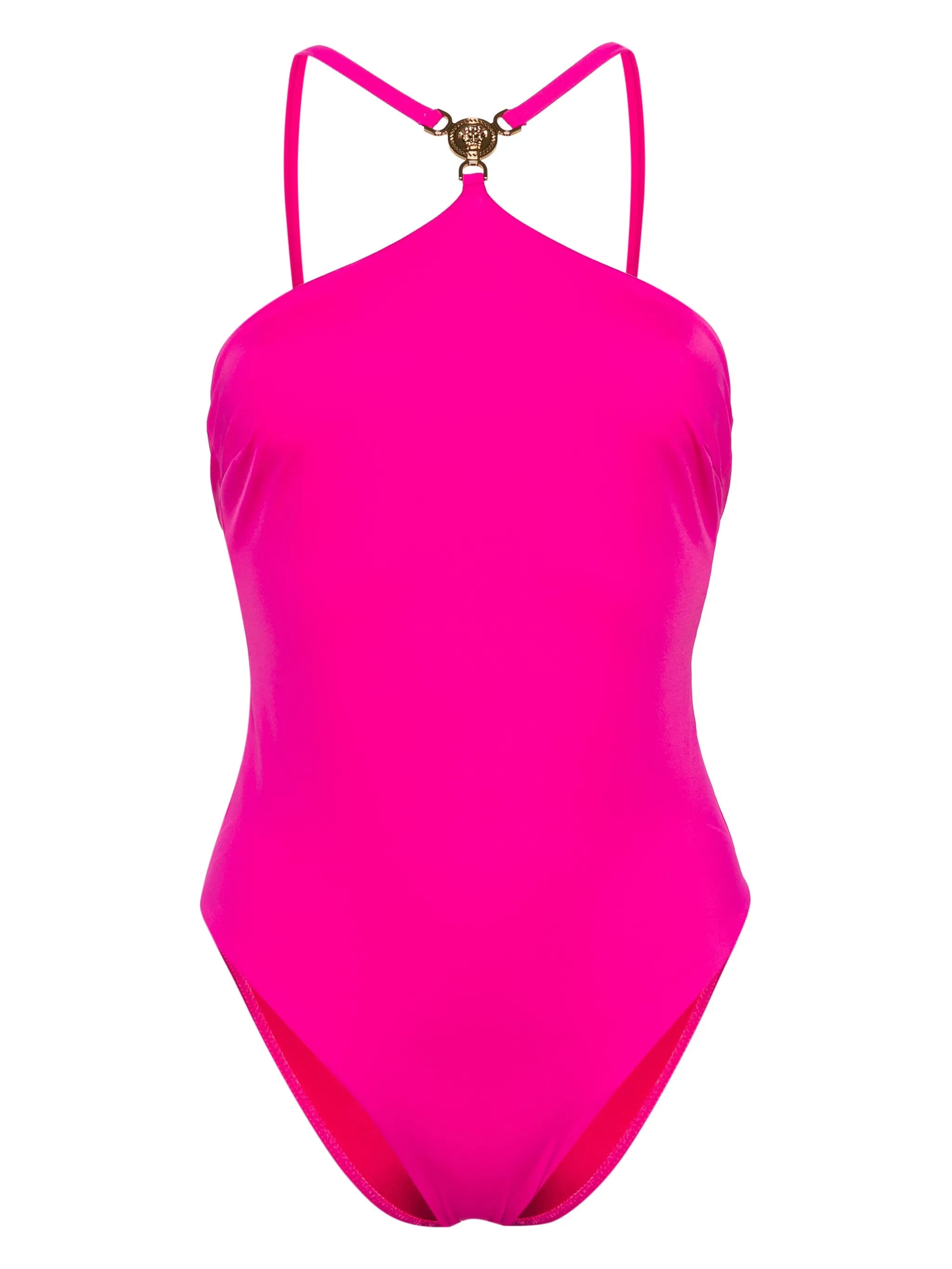Medusa-plaque halterneck swimsuit
