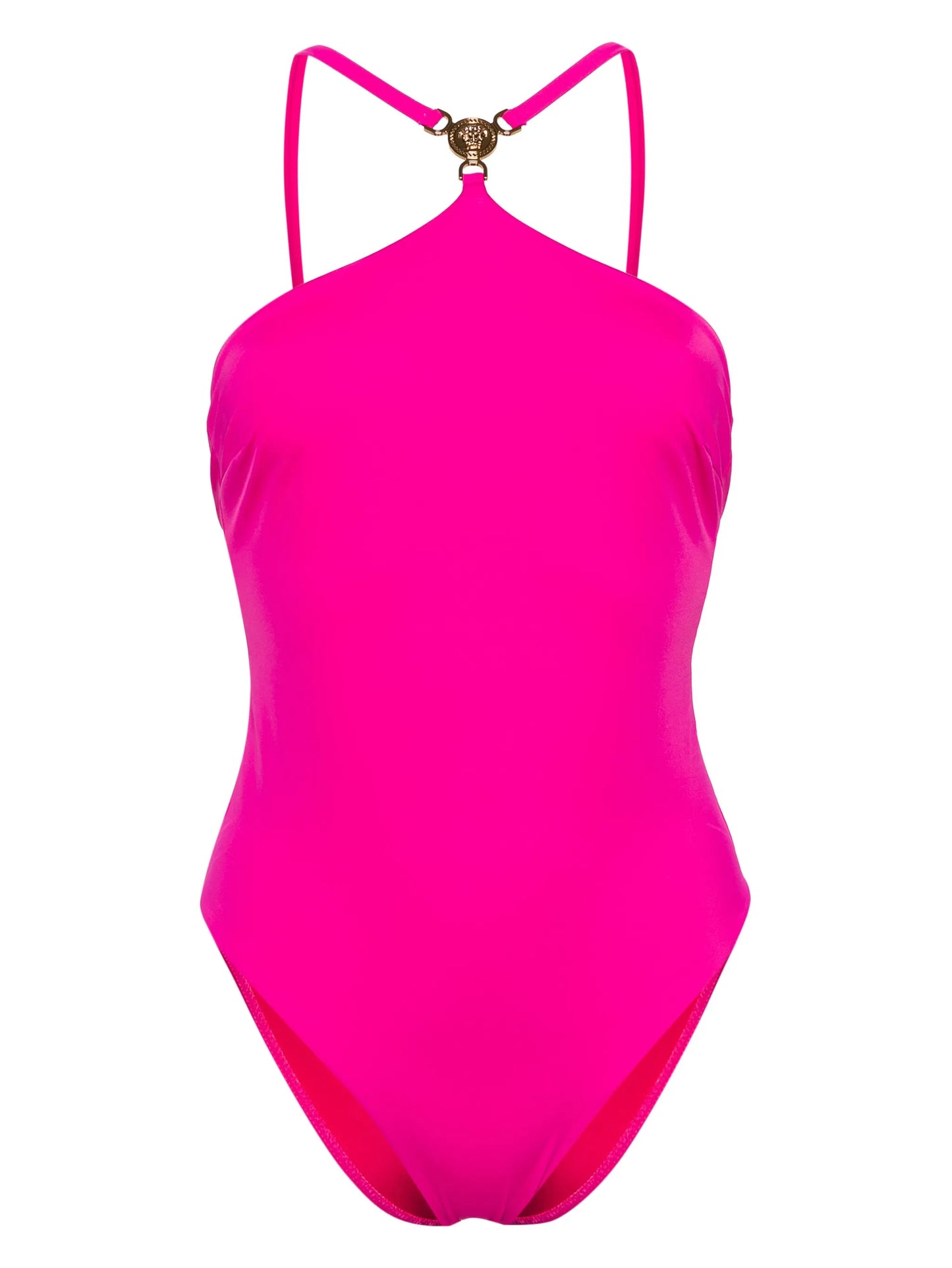 Medusa-plaque halterneck swimsuit