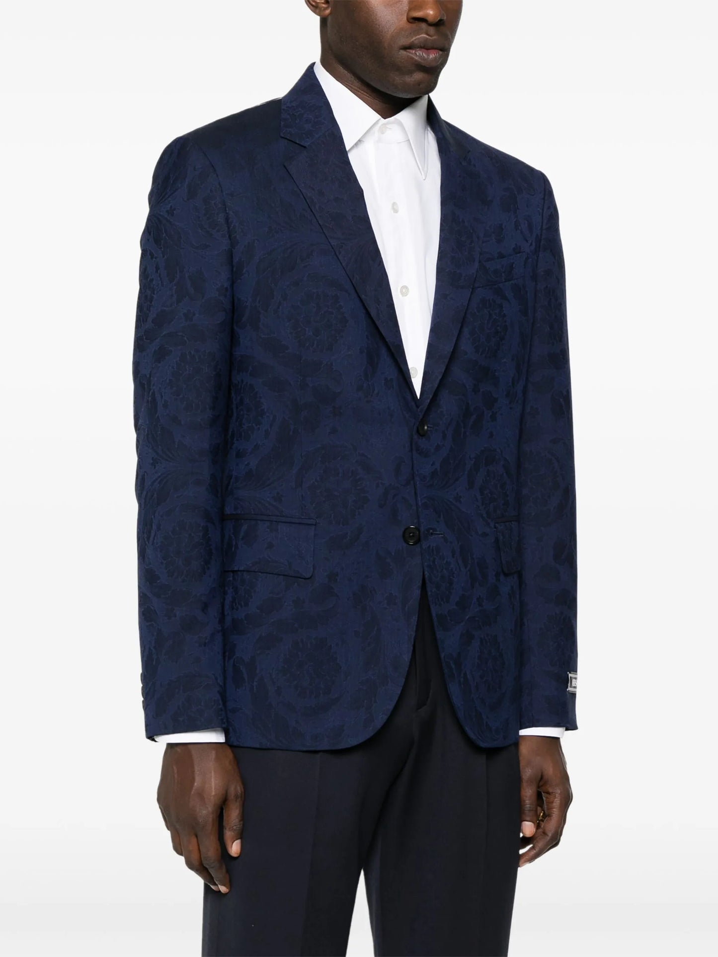 Barocco-jacquard single-breasted blazer