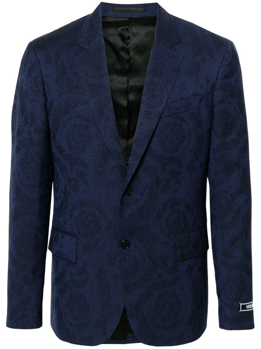 Barocco-jacquard single-breasted blazer